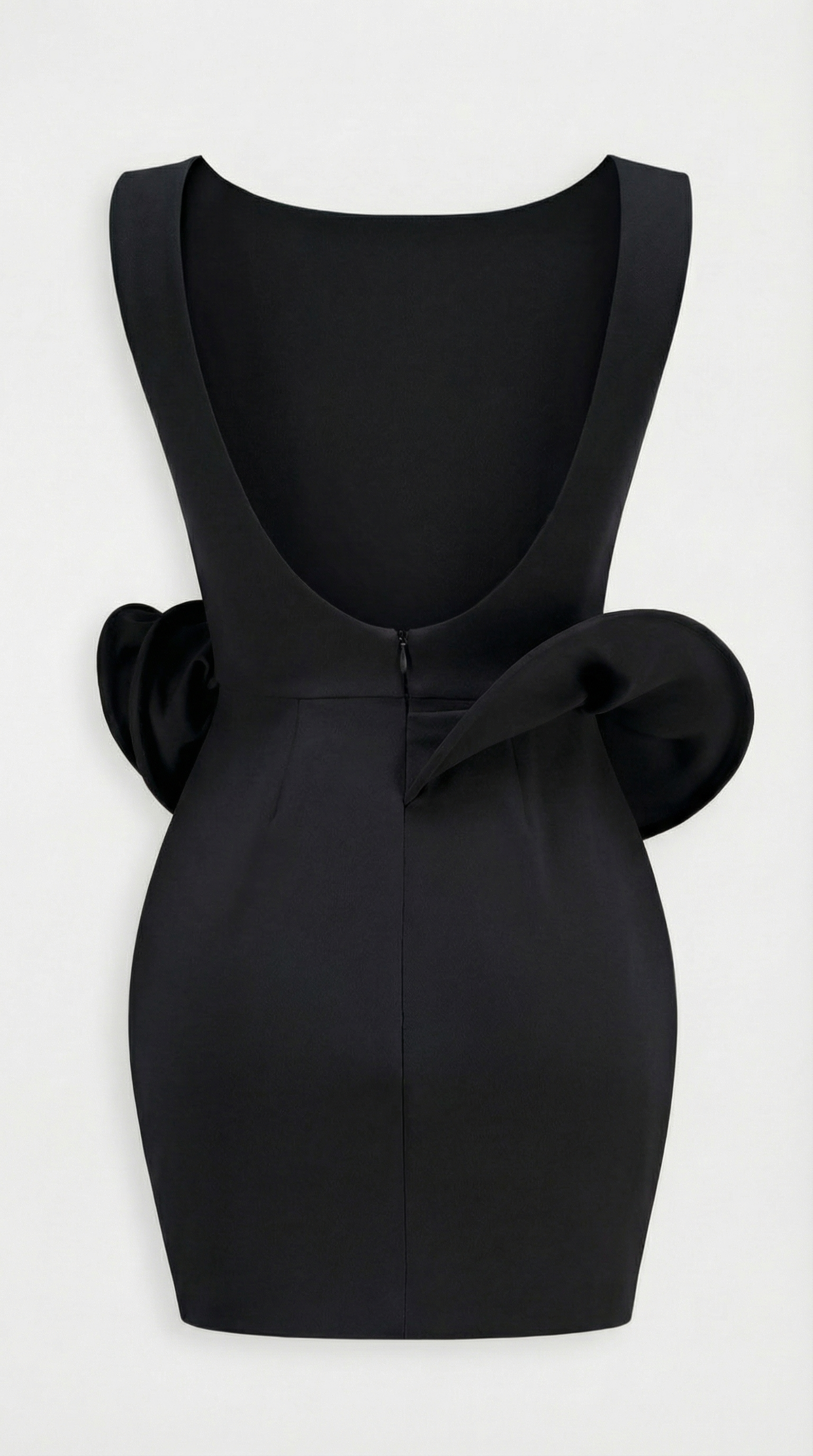 Lumina - Black Backless Dress with Magnifique Rose Accent