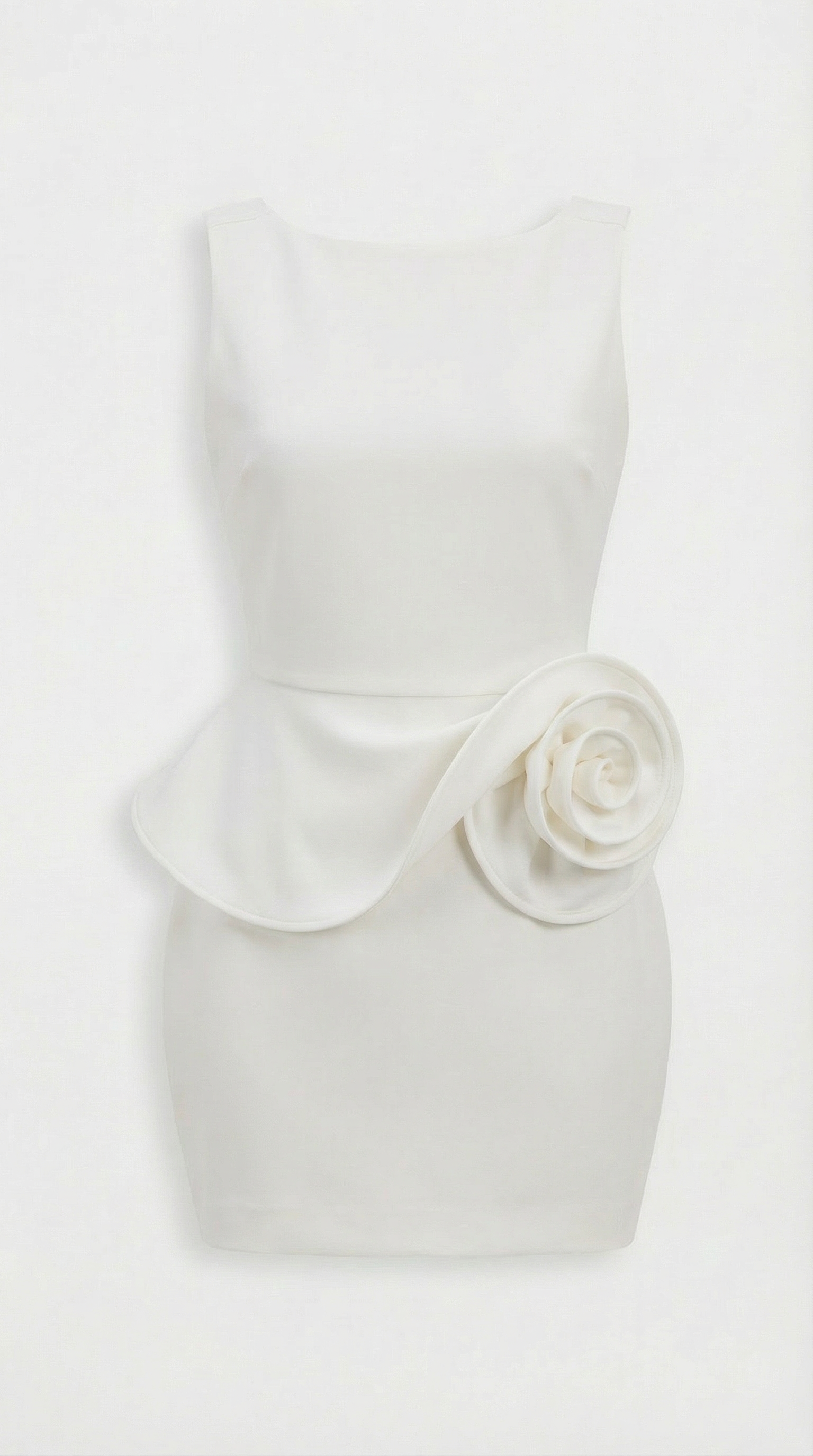 Lumina - White Backless Dress with Magnifique Rose Accent