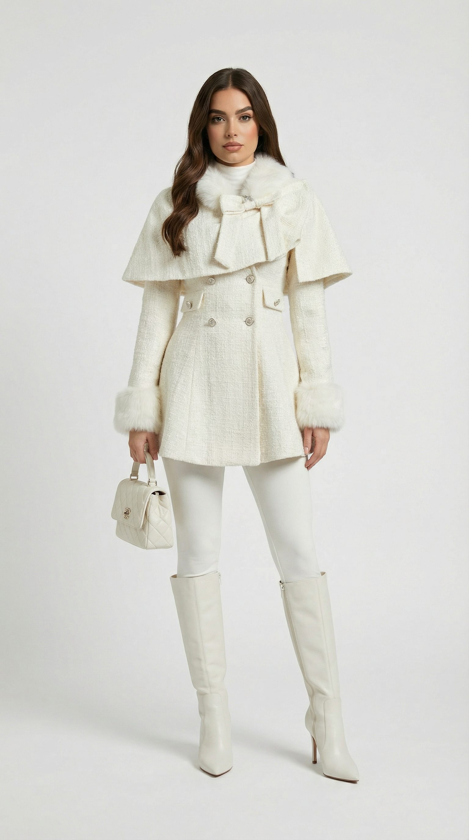 Umber - Cappotto in Due Pezzi con Colletto a Fiocco