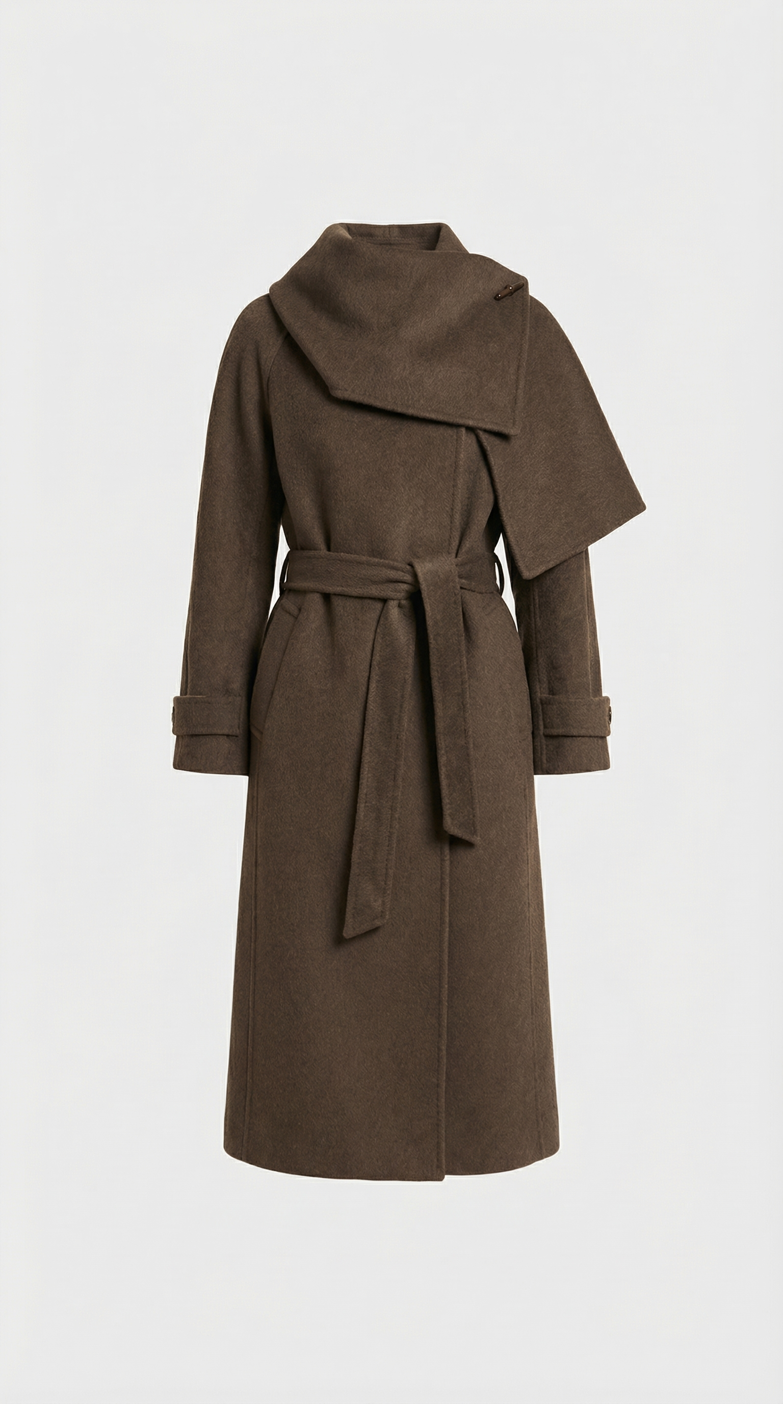 Aurelia - Naturalna dwustronna wełniana kurtka z miękkim szalem brązowa