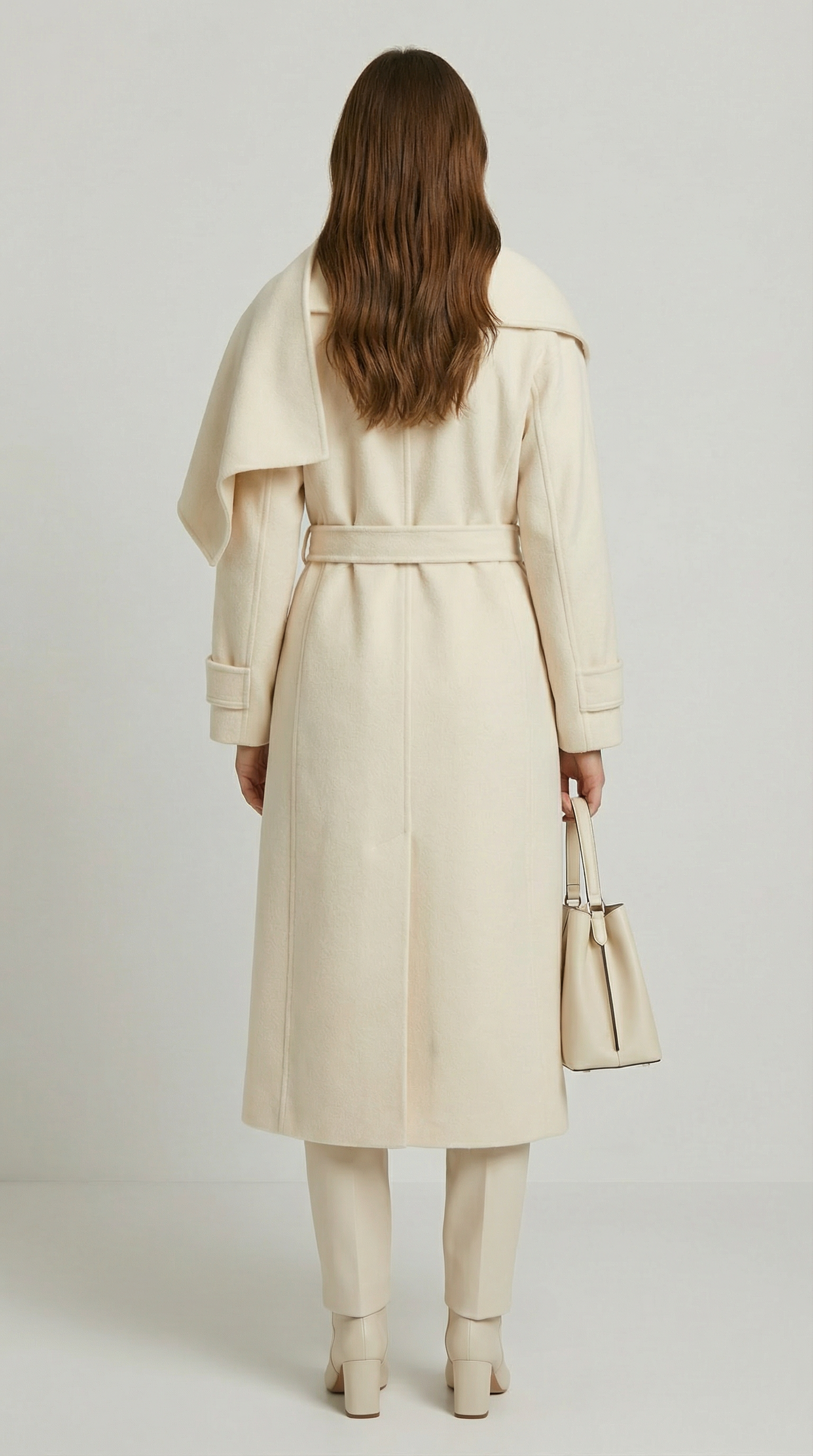 Aurelia - Natürliche doppelseitige Wolljacke mit weichem Schal Elfenbein