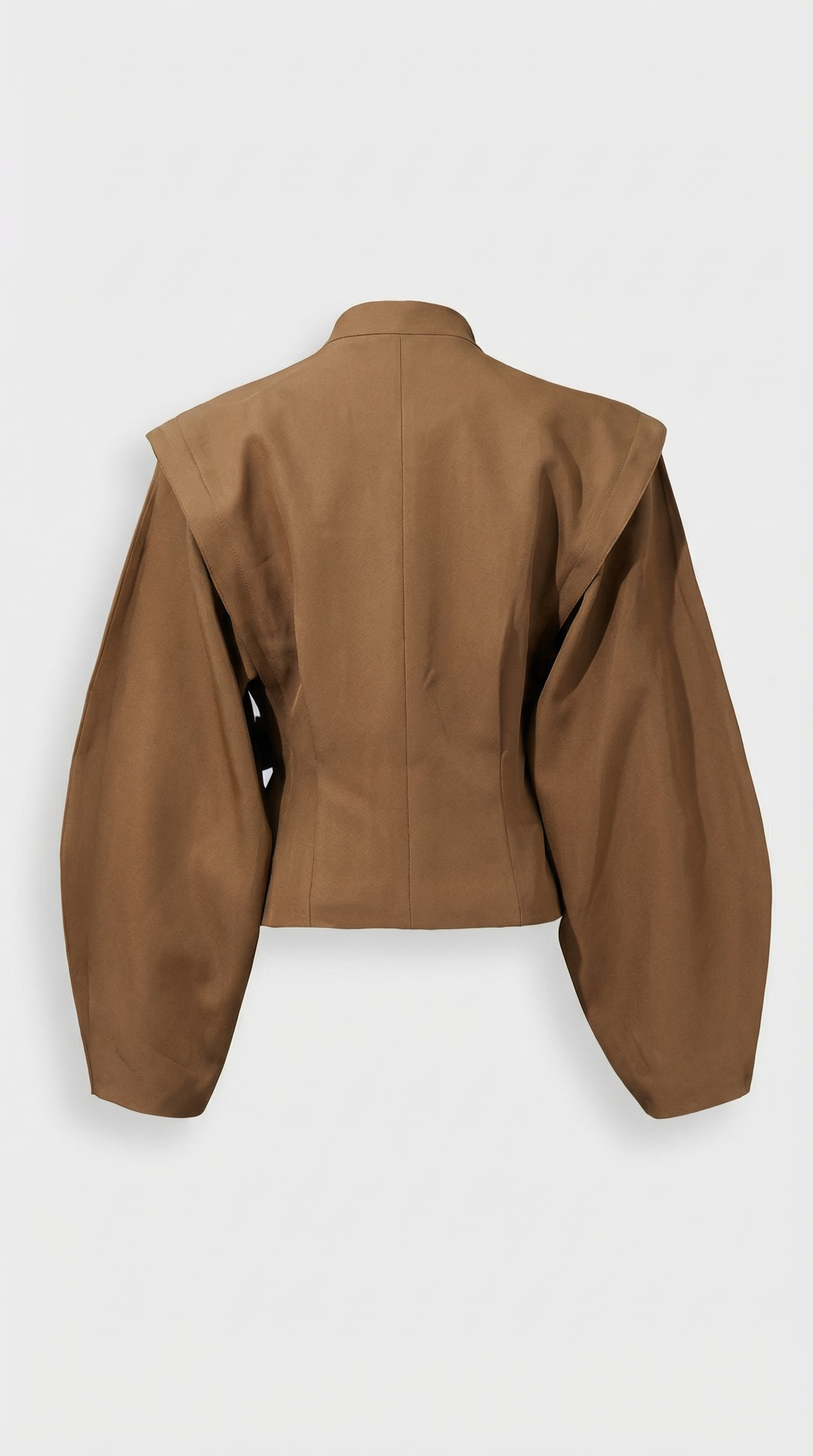 Maravel - Chaqueta cruzada esculpida con cuello alto y abrigo asimétrico marrón