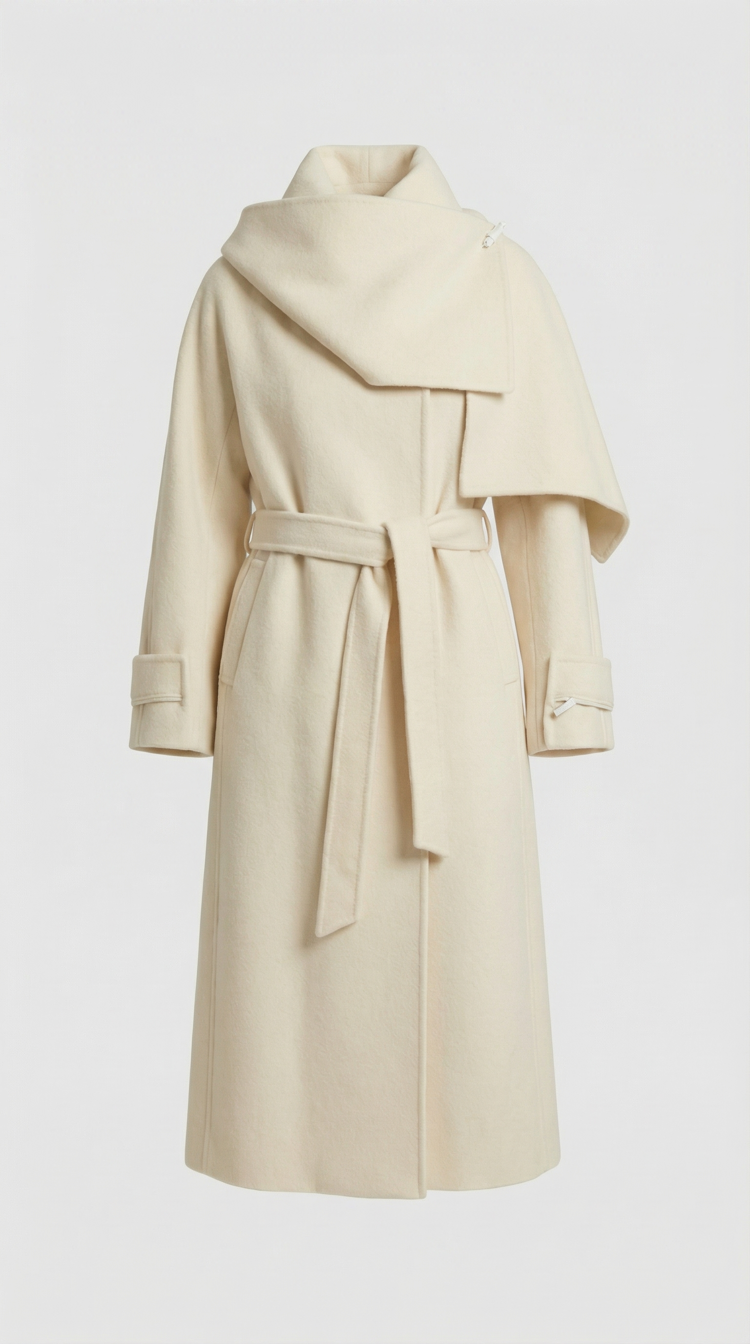 Aurelia - Natürliche doppelseitige Wolljacke mit weichem Schal Elfenbein