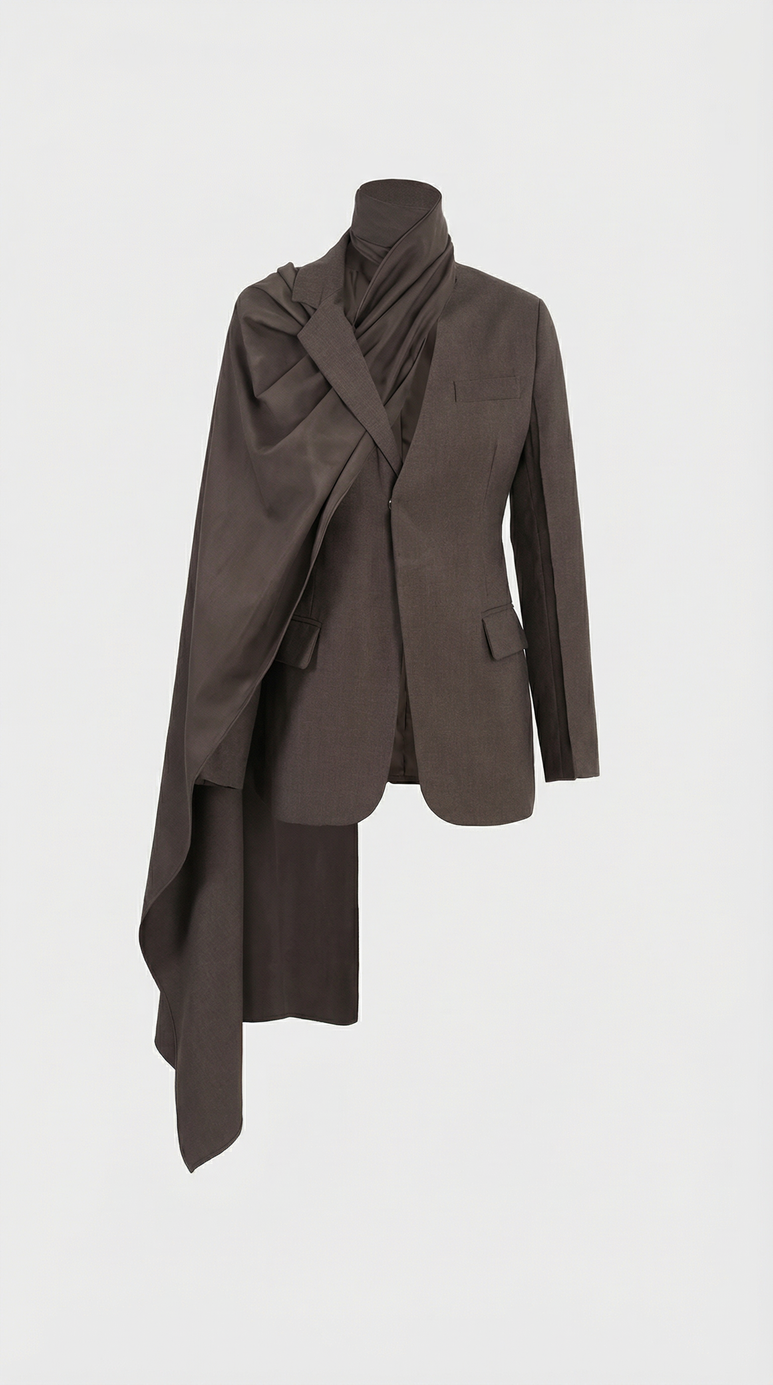 Glacielle - Manteau blazer fusion avec écharpe asymétrique