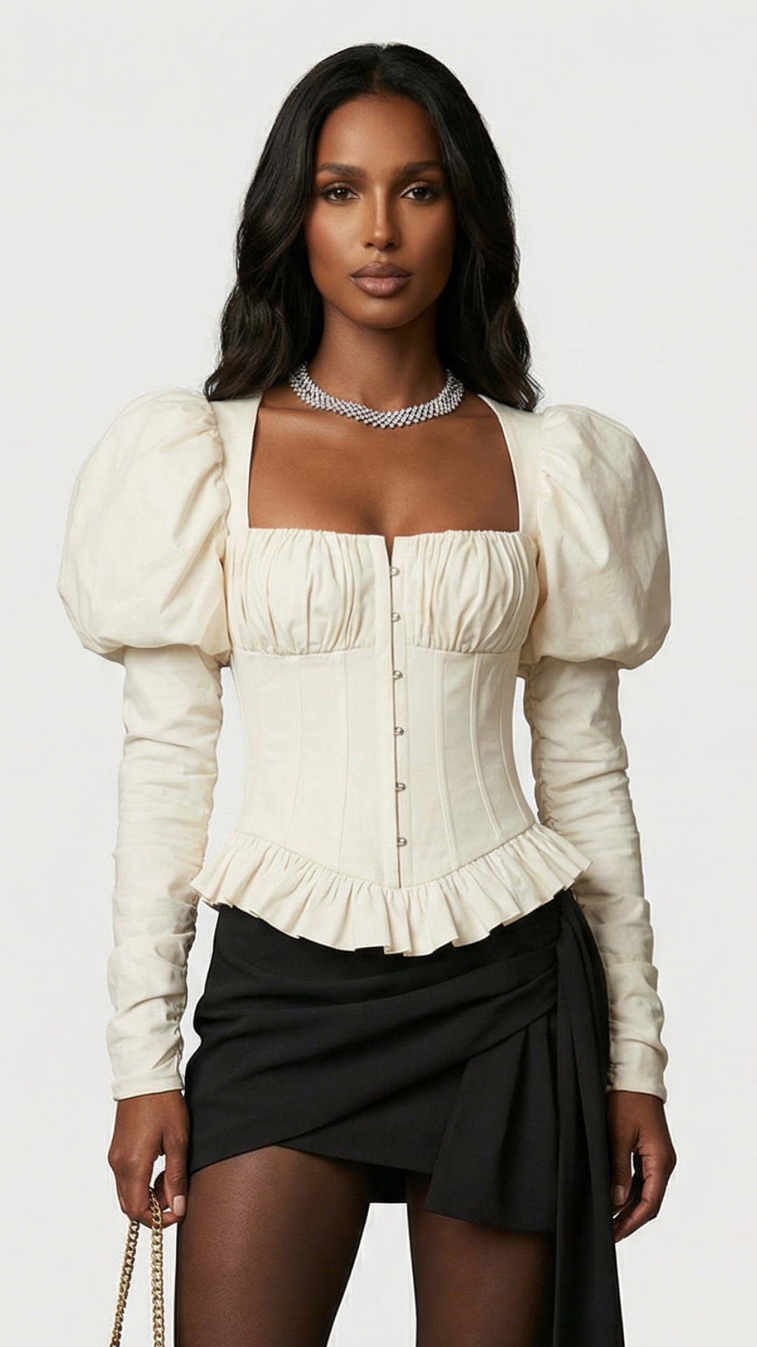 Noble - Top corpetto plissettato chic a spina di pesce