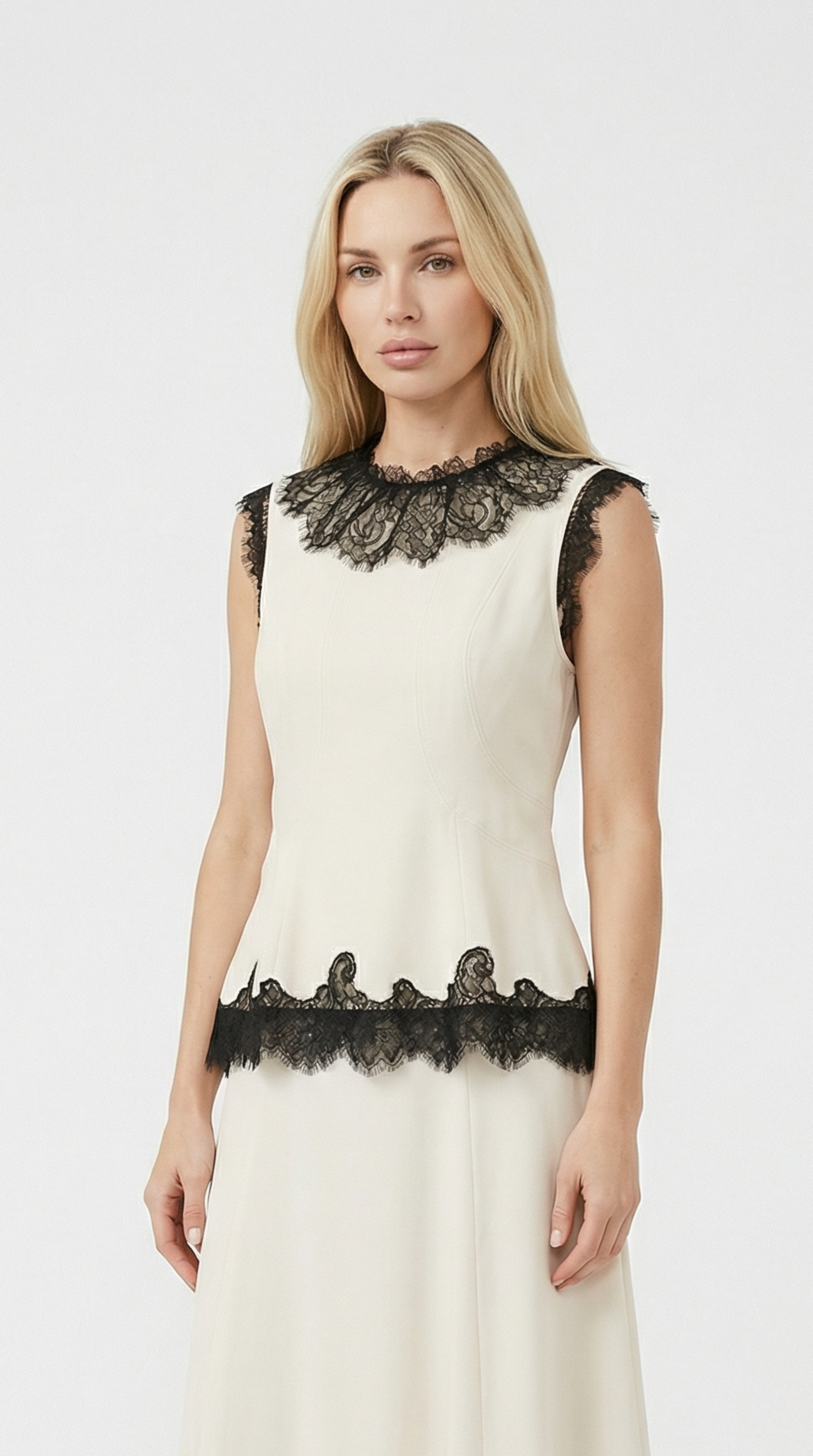 Sani - Top Ricamato in Pizzo 100% Seta