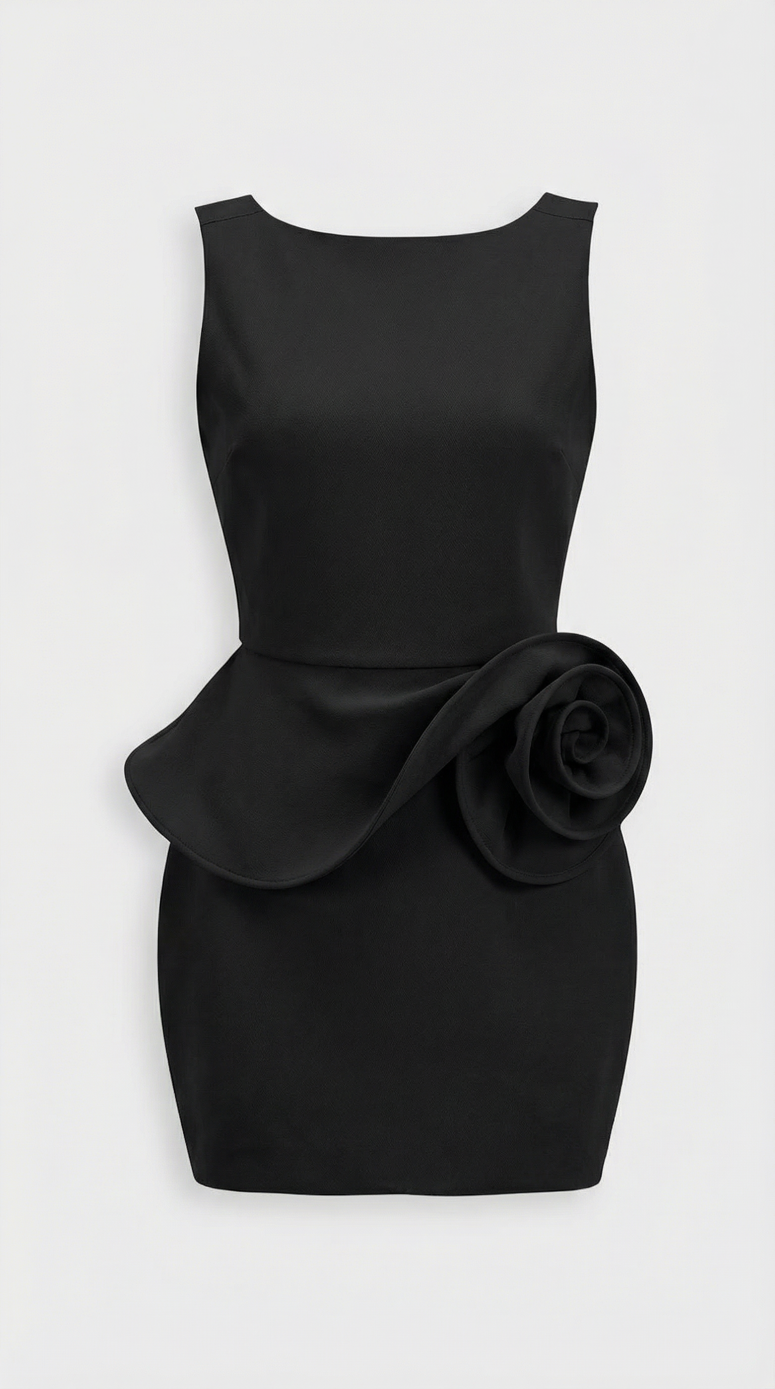 Lumina - Black Backless Dress with Magnifique Rose Accent