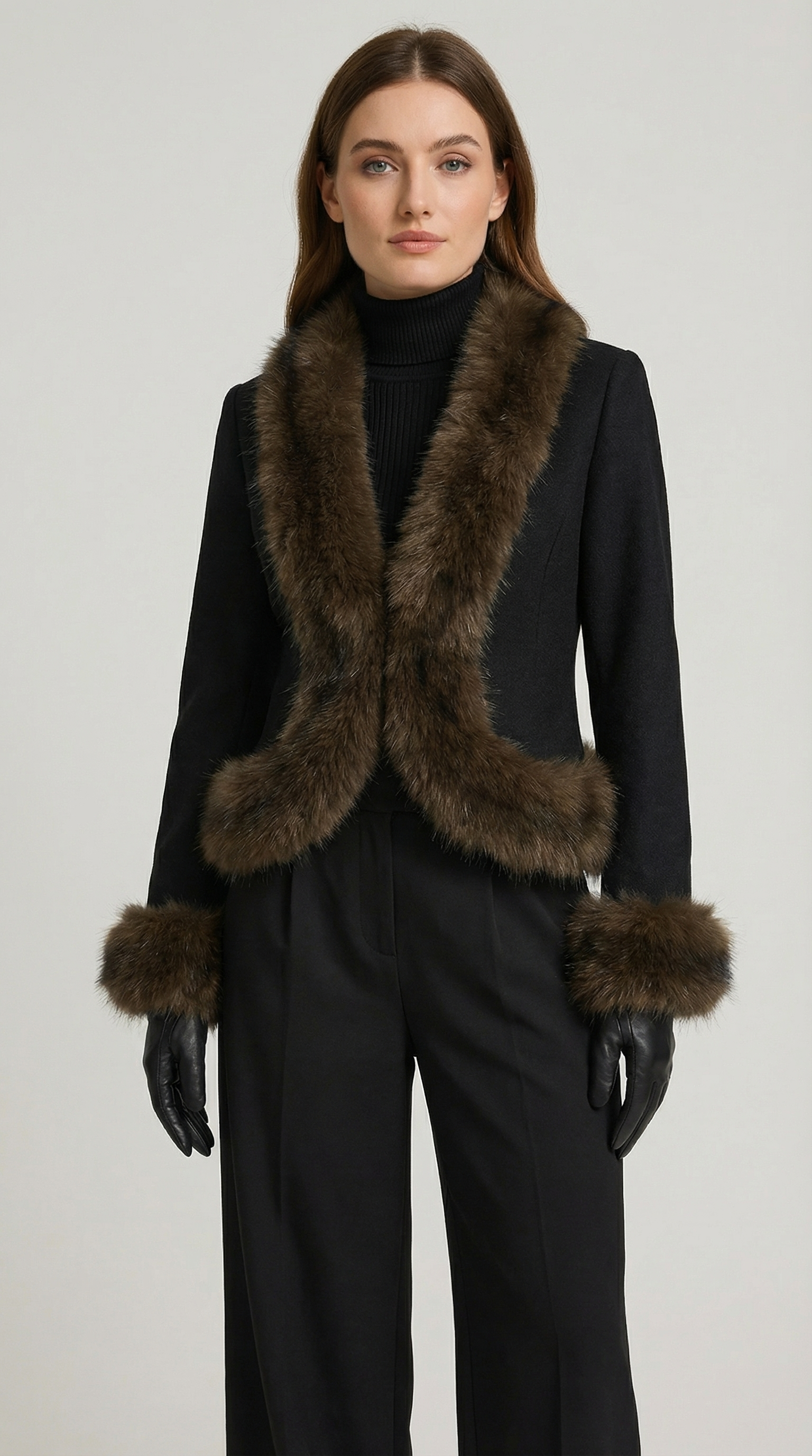 Noctis - Cappotto Corto con Colletto in Pelliccia Vegana