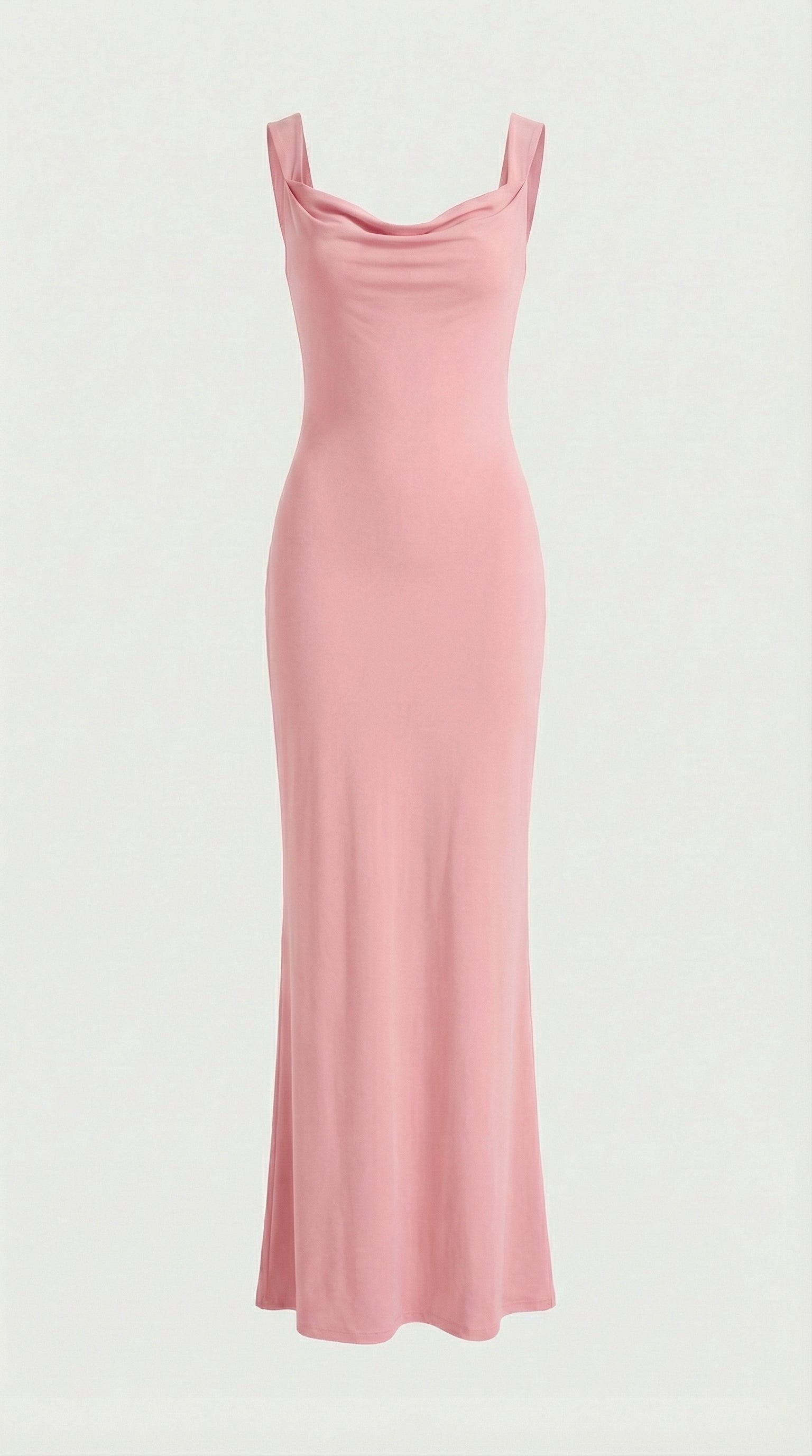 Essa - Sexy Schleifen-Rückenloses Cowl-Neck Maxikleid Pink