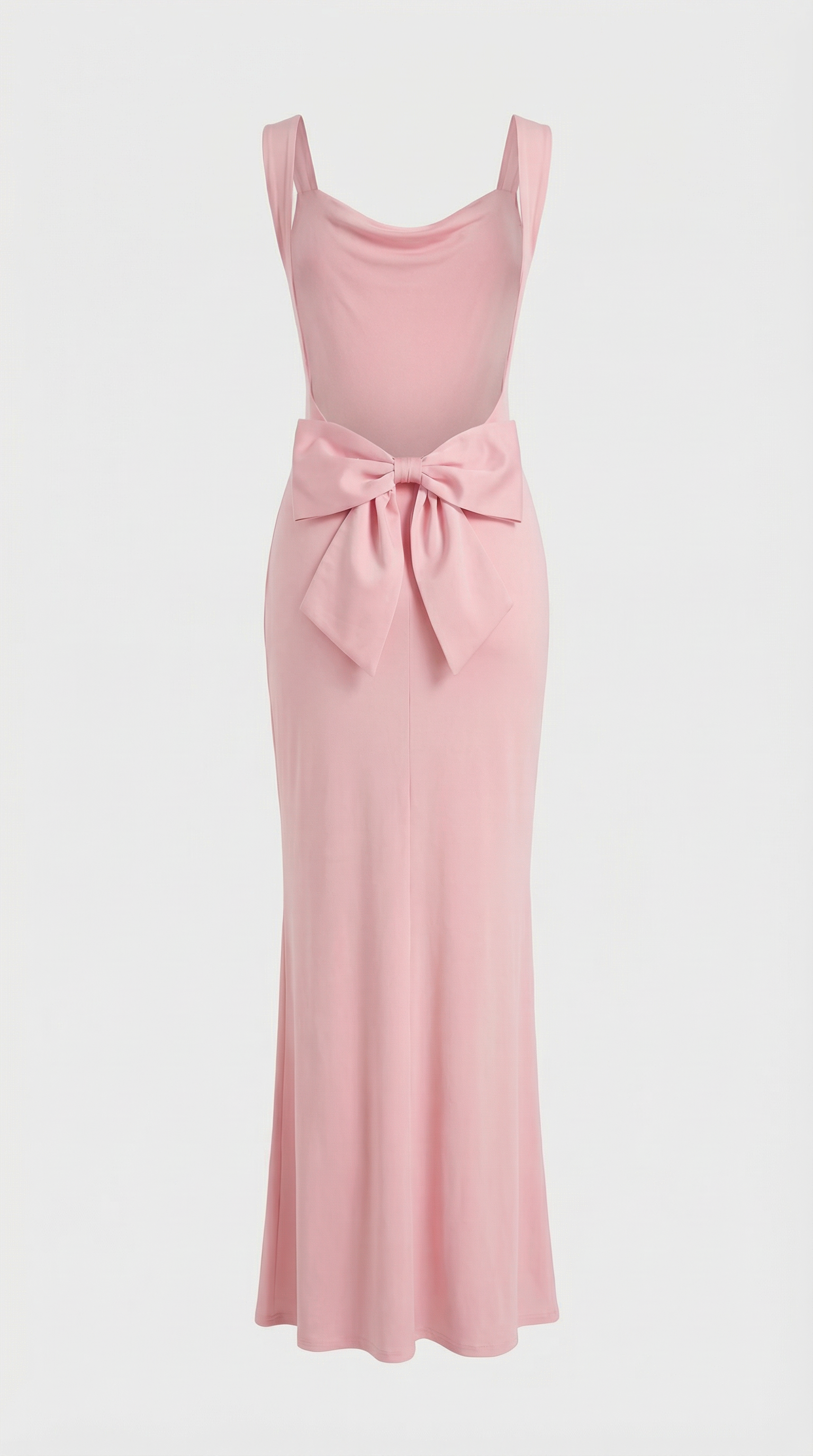 Essa - Sexy Schleifen-Rückenloses Cowl-Neck Maxikleid Pink