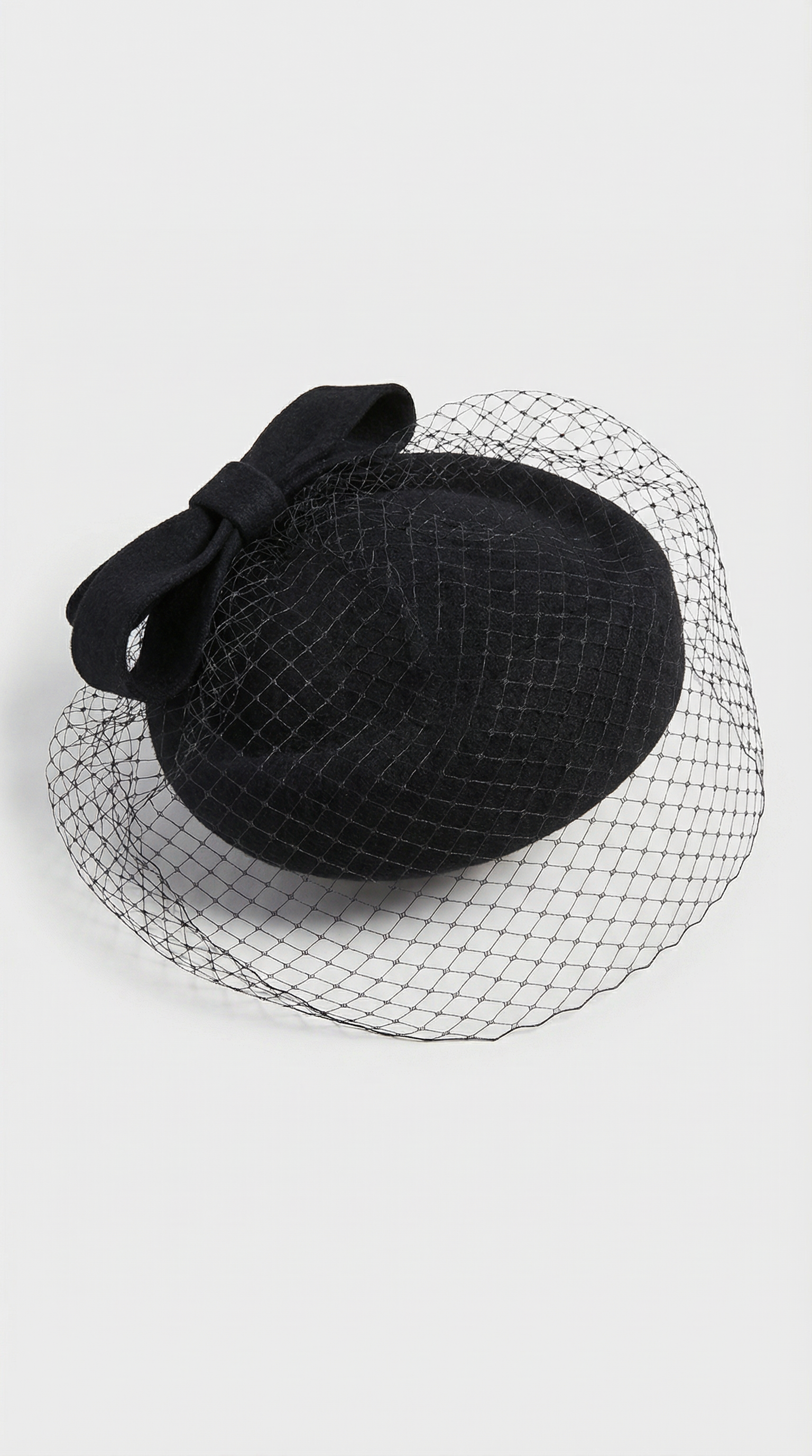 Velo - Berretto in lana retrò britannico con velo a fiocco