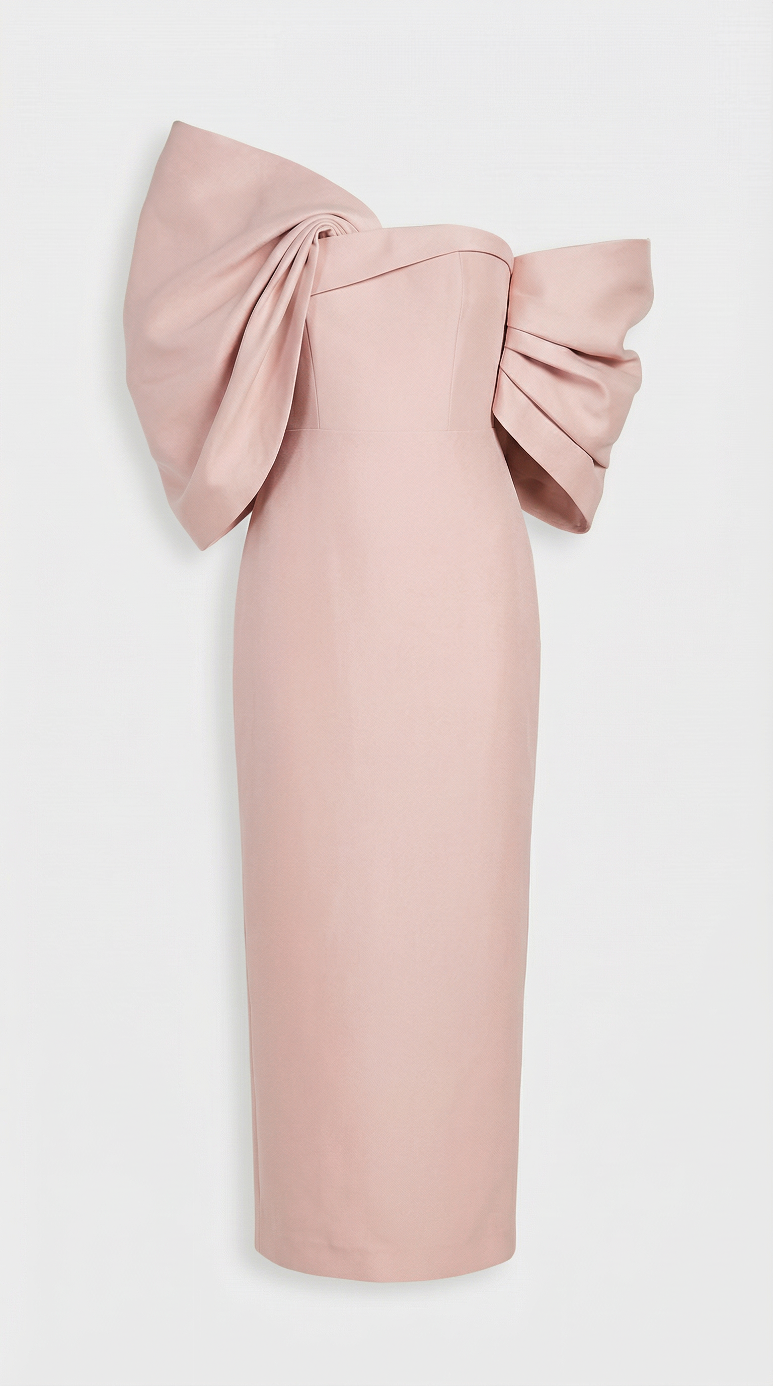 Modis - Sculptural Bow One-Shoulder Midi Dress Pink