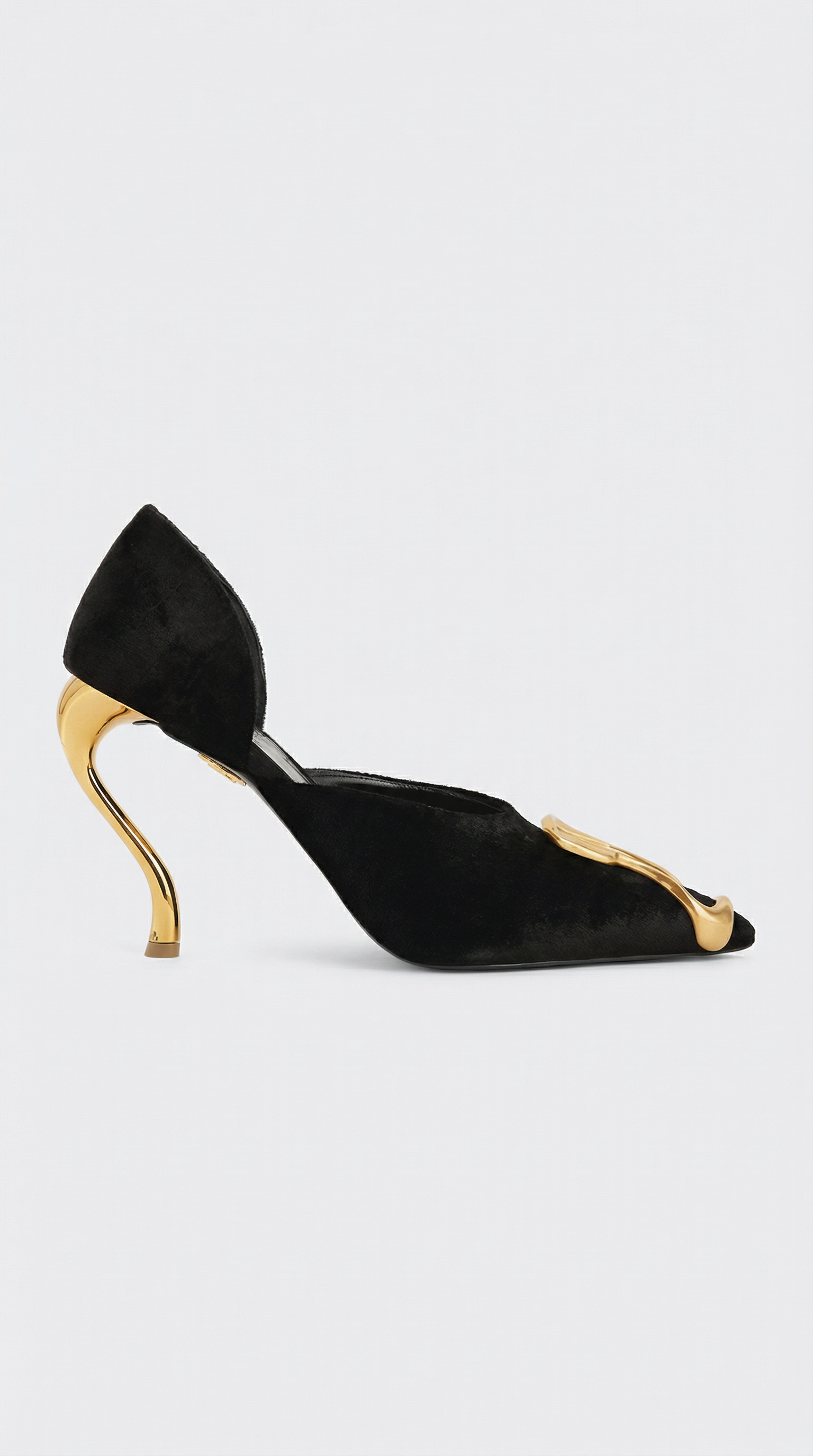 Elara - Metal-Decor Suede Sculptural Natural Leather Heels