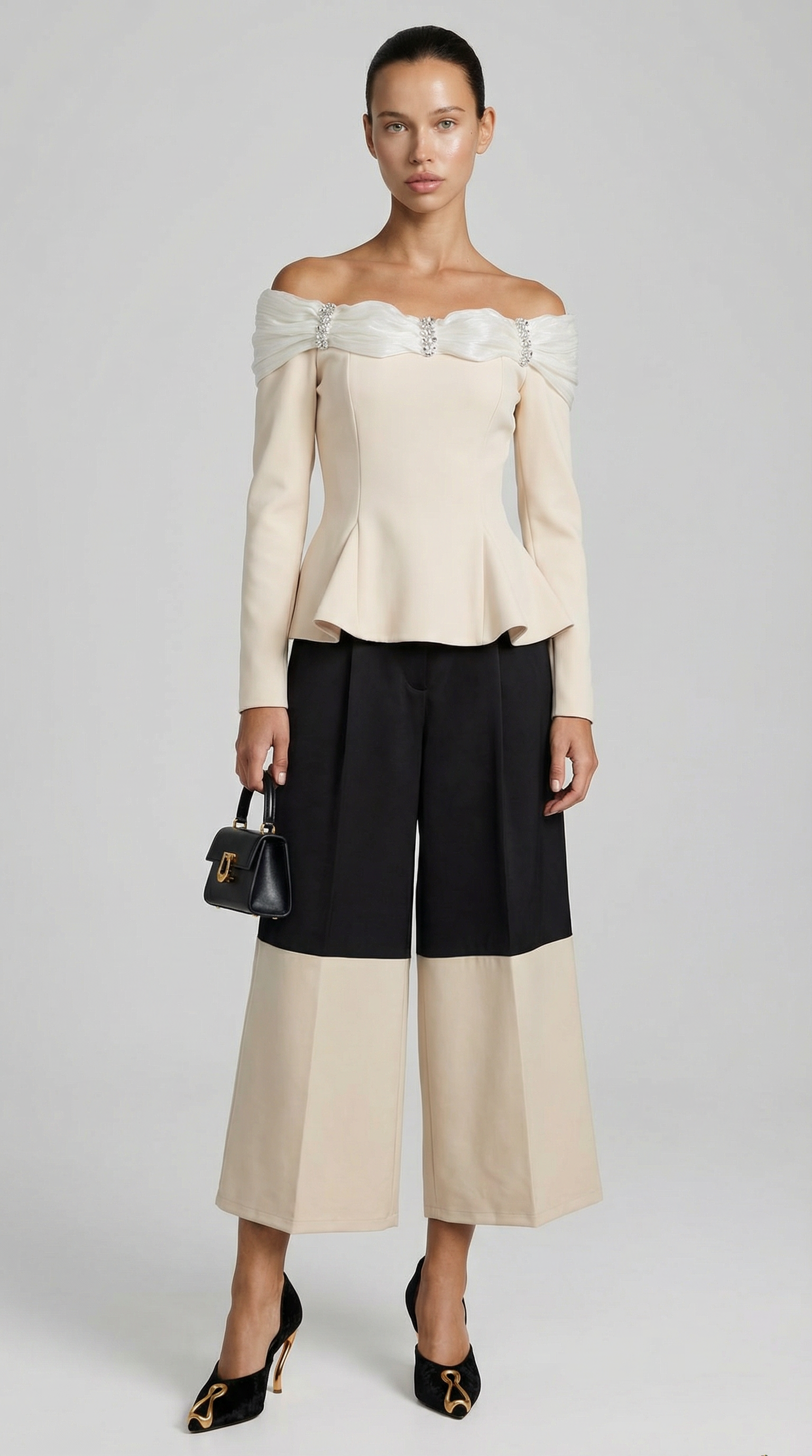 Cote - Pantaloni casual a gamba larga e vita alta