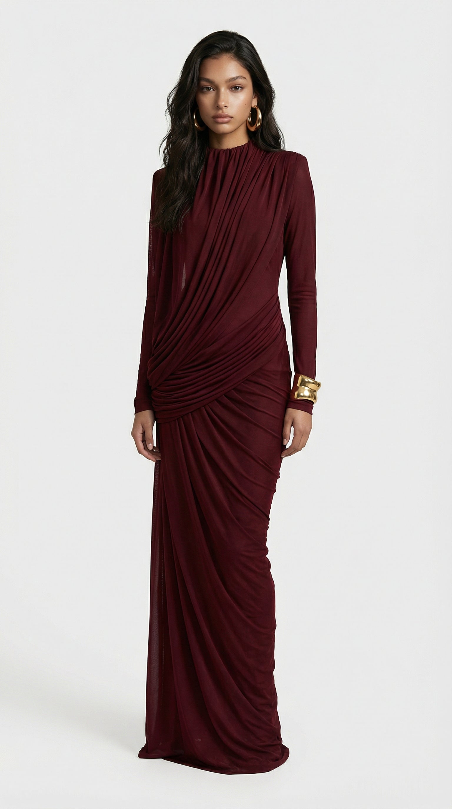 Naya - Elegante Abito Lungo Vintage con Nastro Cucito