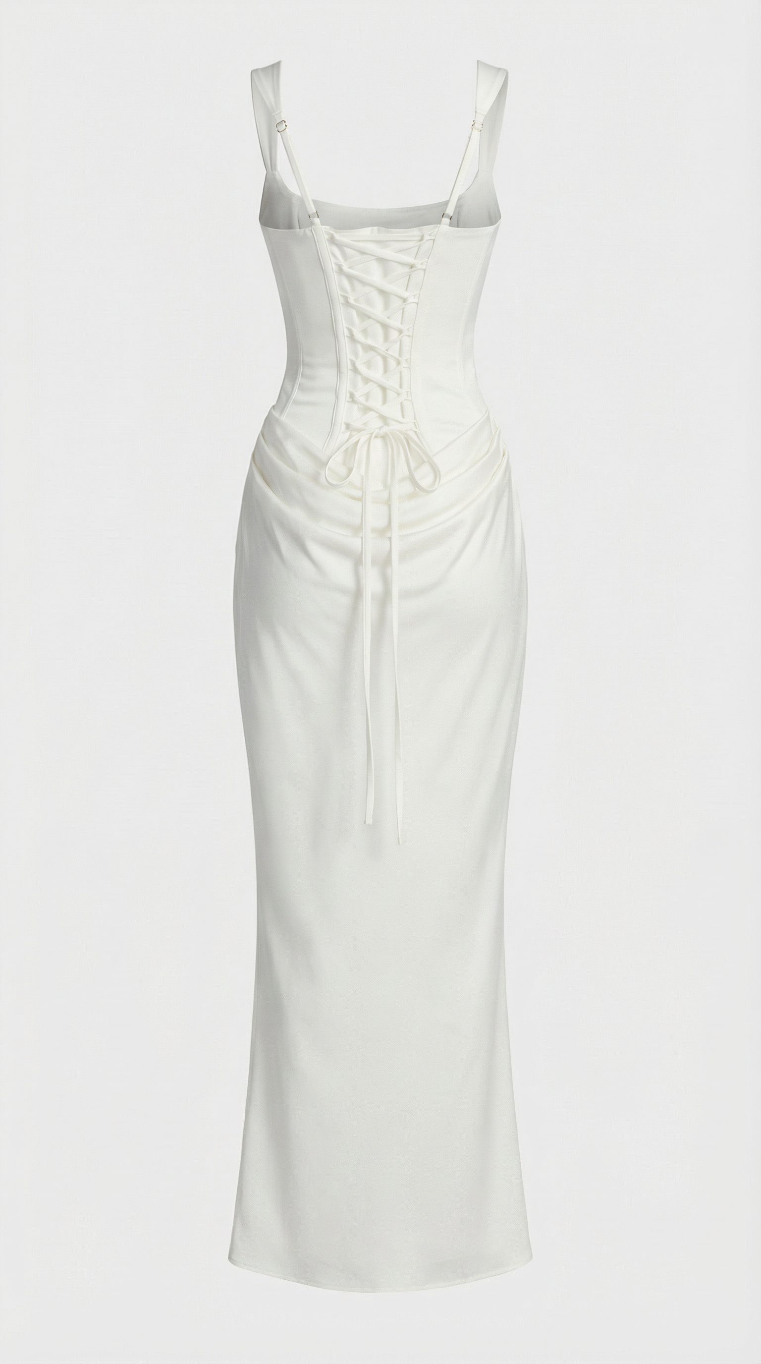Aveline - Sculptural Fishbone Draped Maxi Dress White