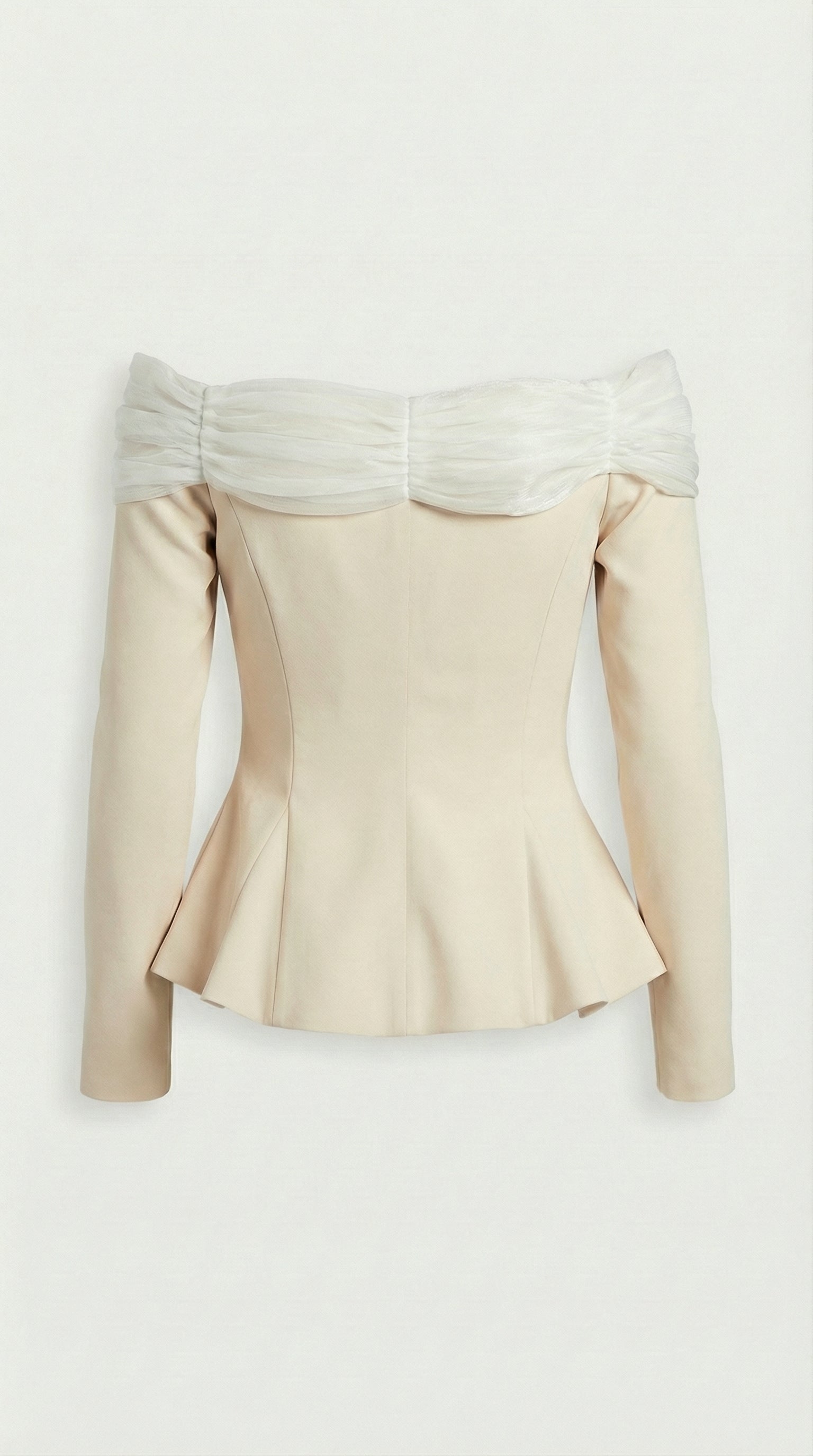 Arana - Top corto sexy con cuello oblicuo color albaricoque