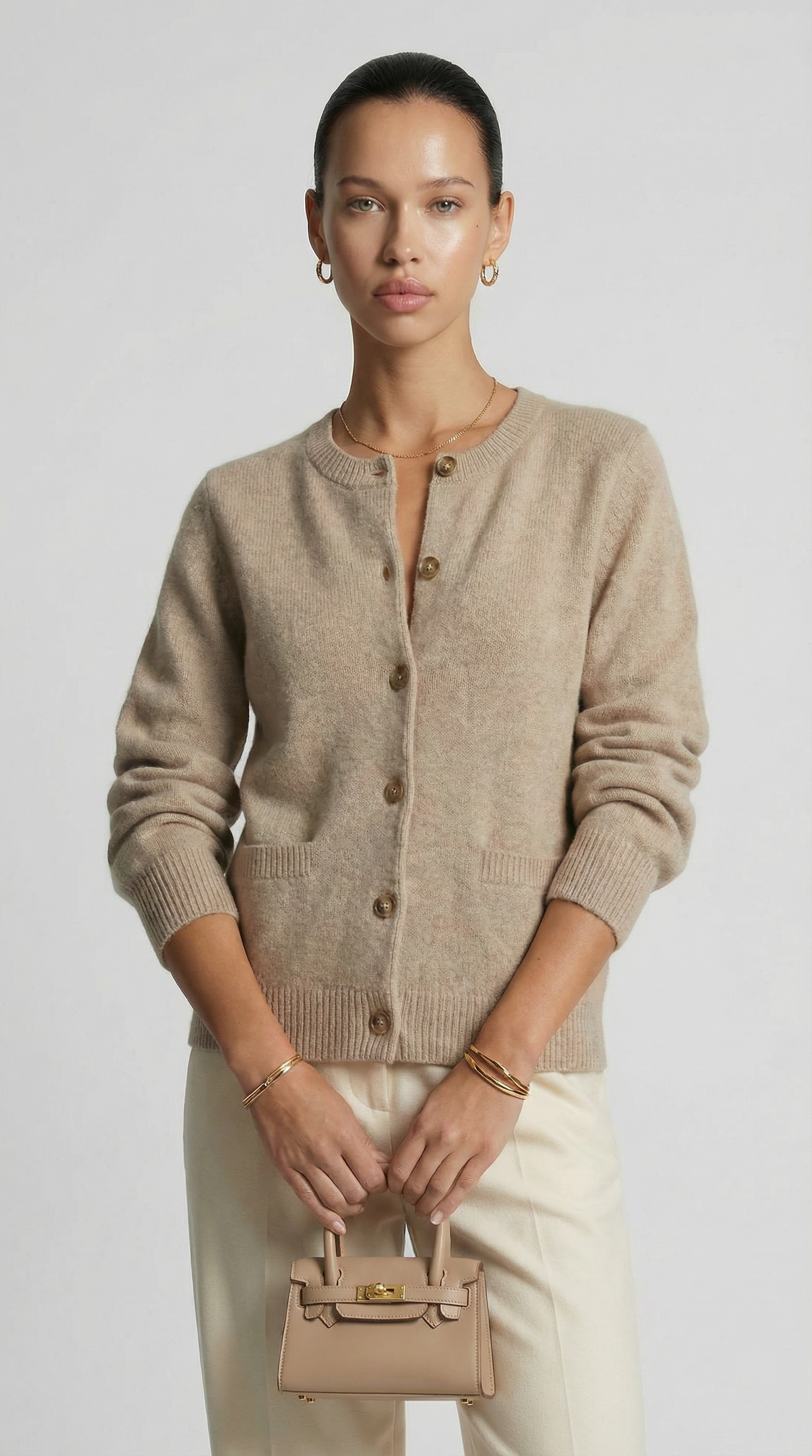 Kaya – Gilet en maille souple minimaliste beige