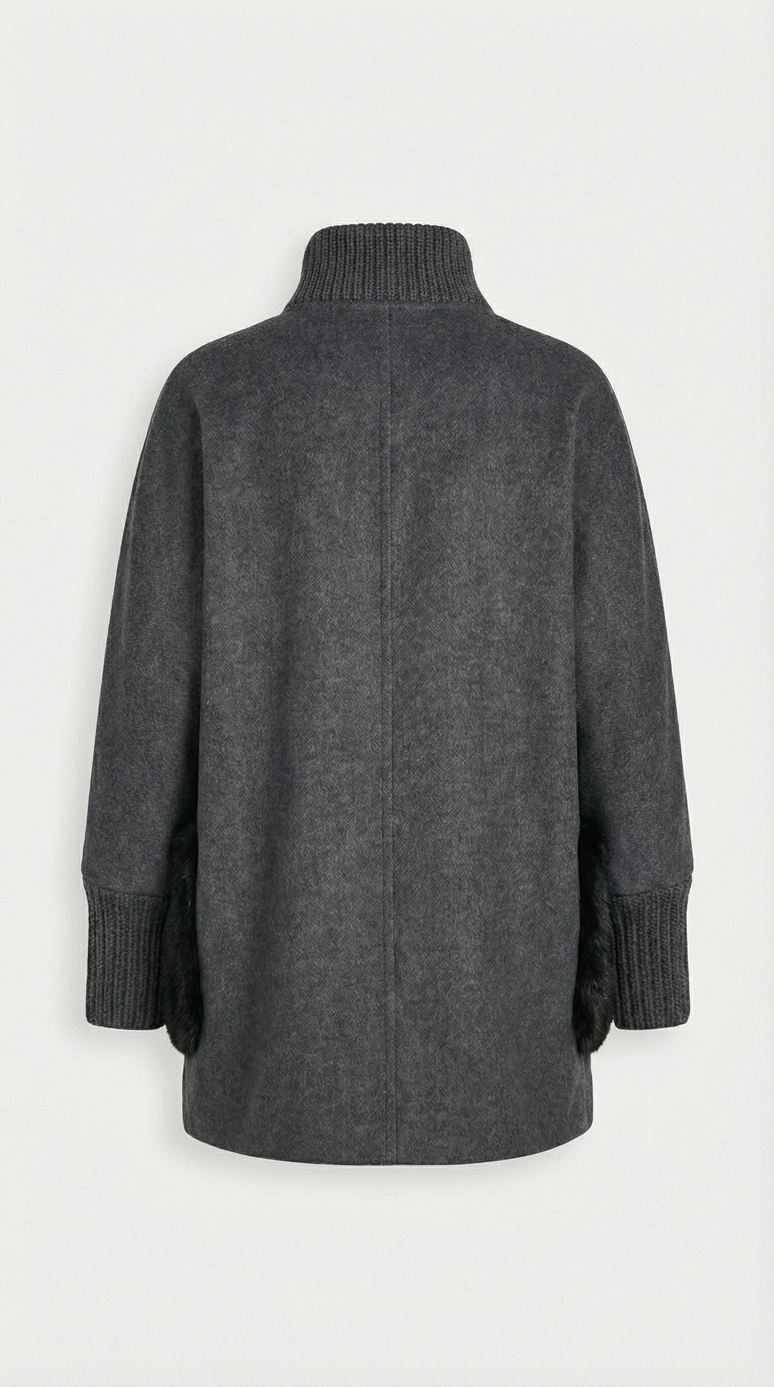 Seriss - Pull en fourrure tricot lâche avec col montant gris