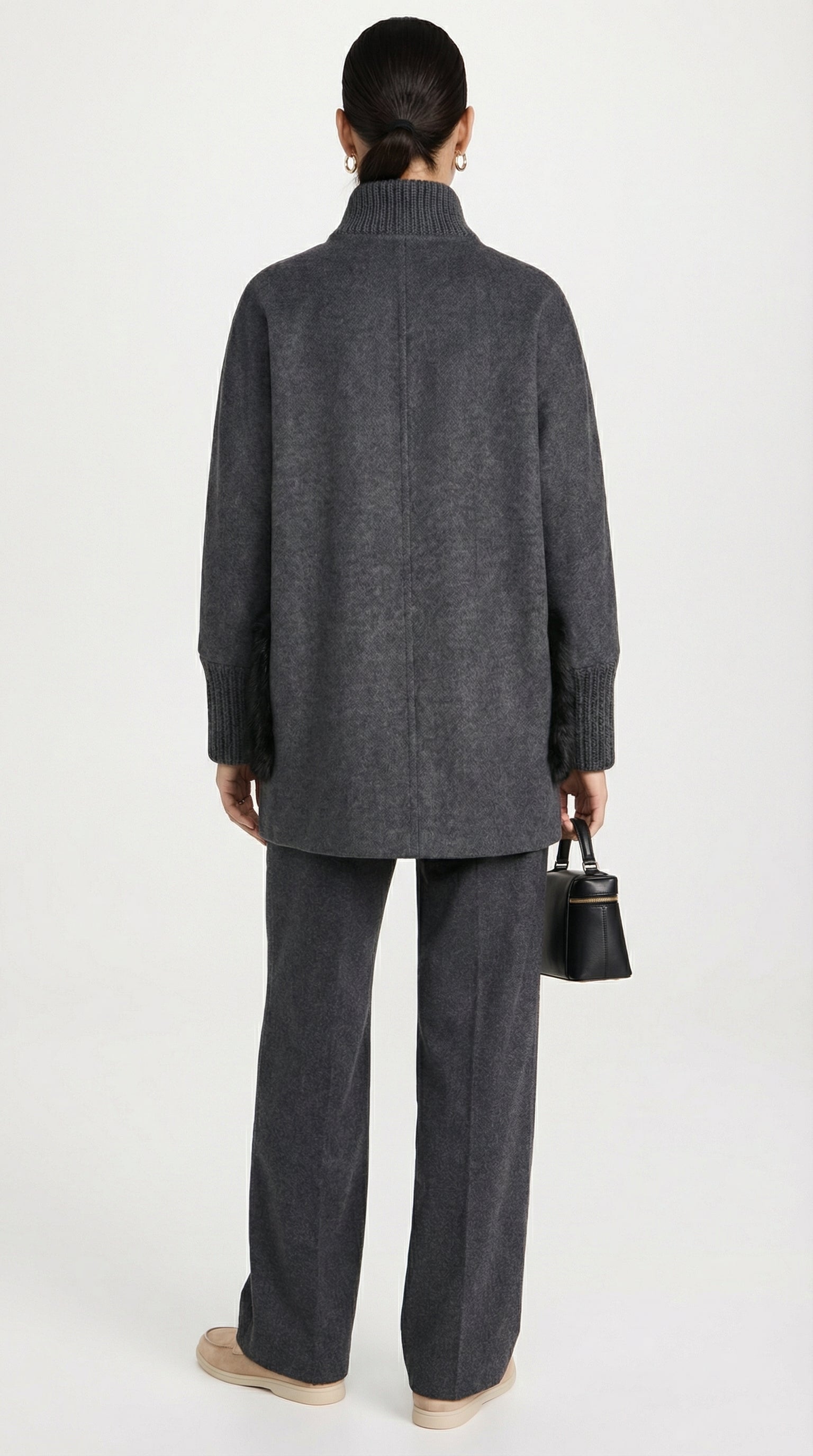 Seriss - Maglione Lavorato a Maglia Larga con Collo Alto Grigio