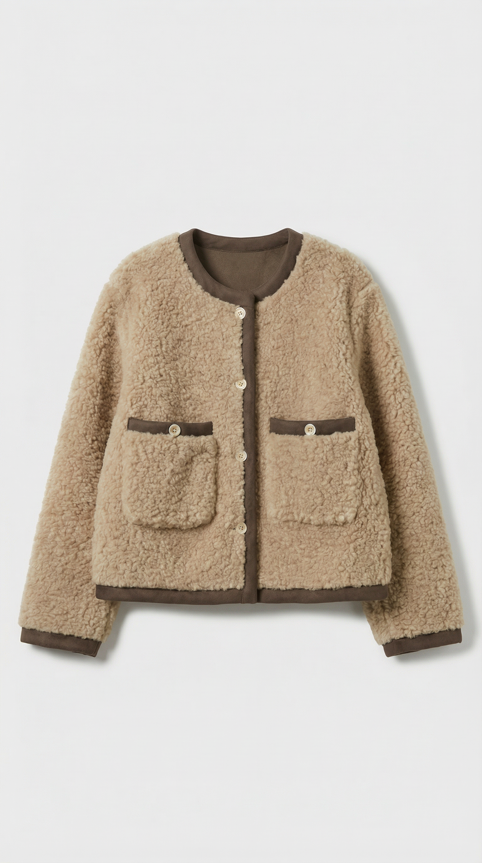 Mire - Chaqueta corta de piel vegana marrón