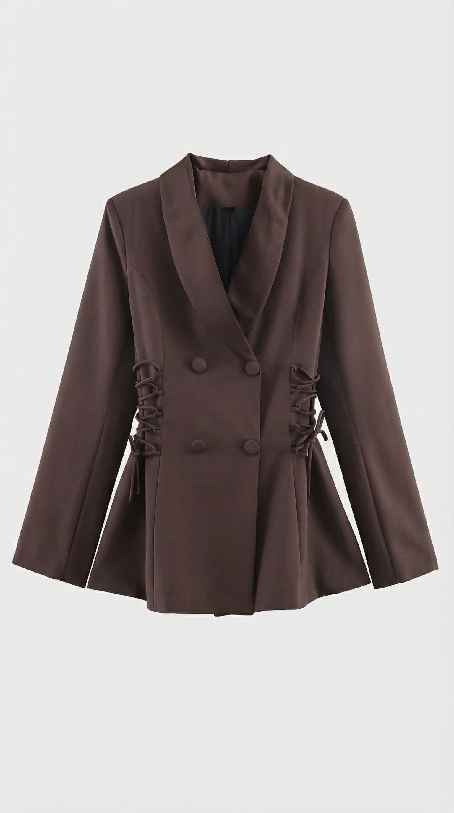 Misa - Blazer marrón café con cordones laterales