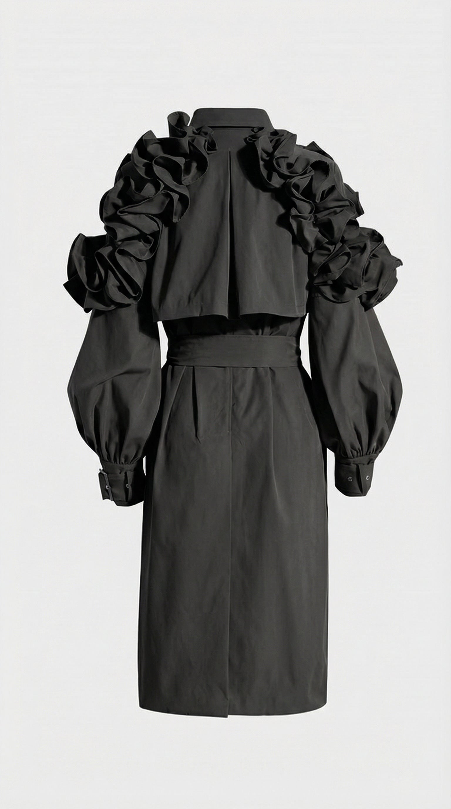 Lume - Luxury Runway Long Trench Black