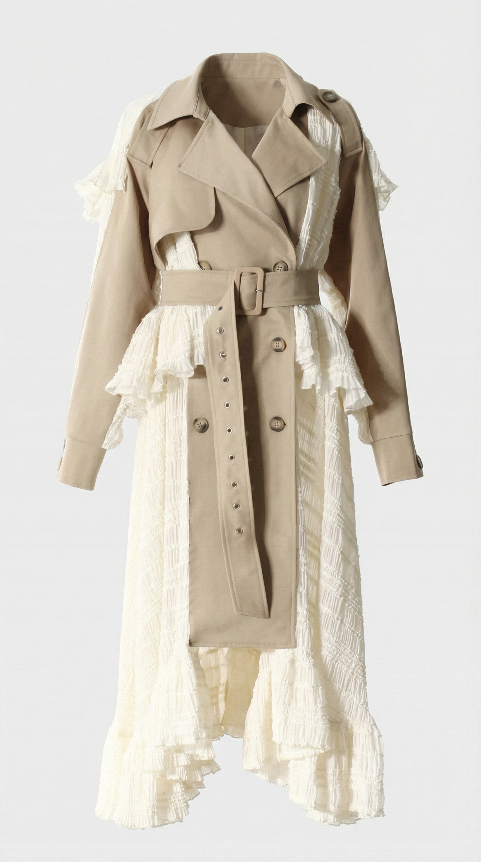 Siva - Irregular Lace Splicing Trench Coat