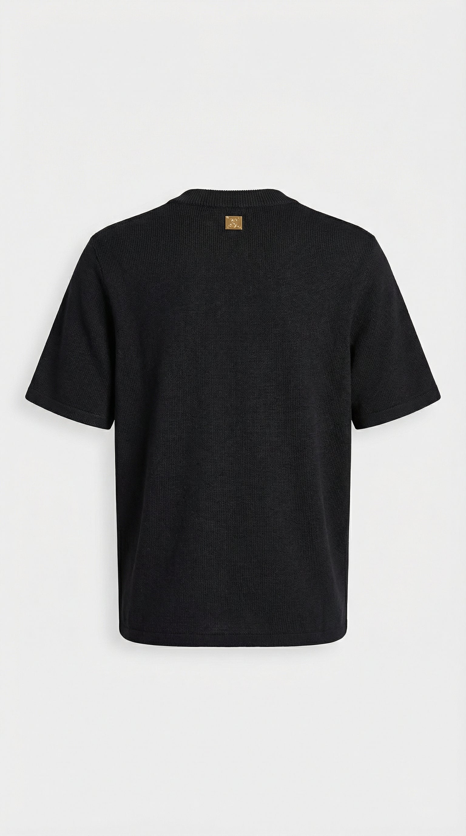 Avena - T-shirt en maille de coton à boucle métallique noir