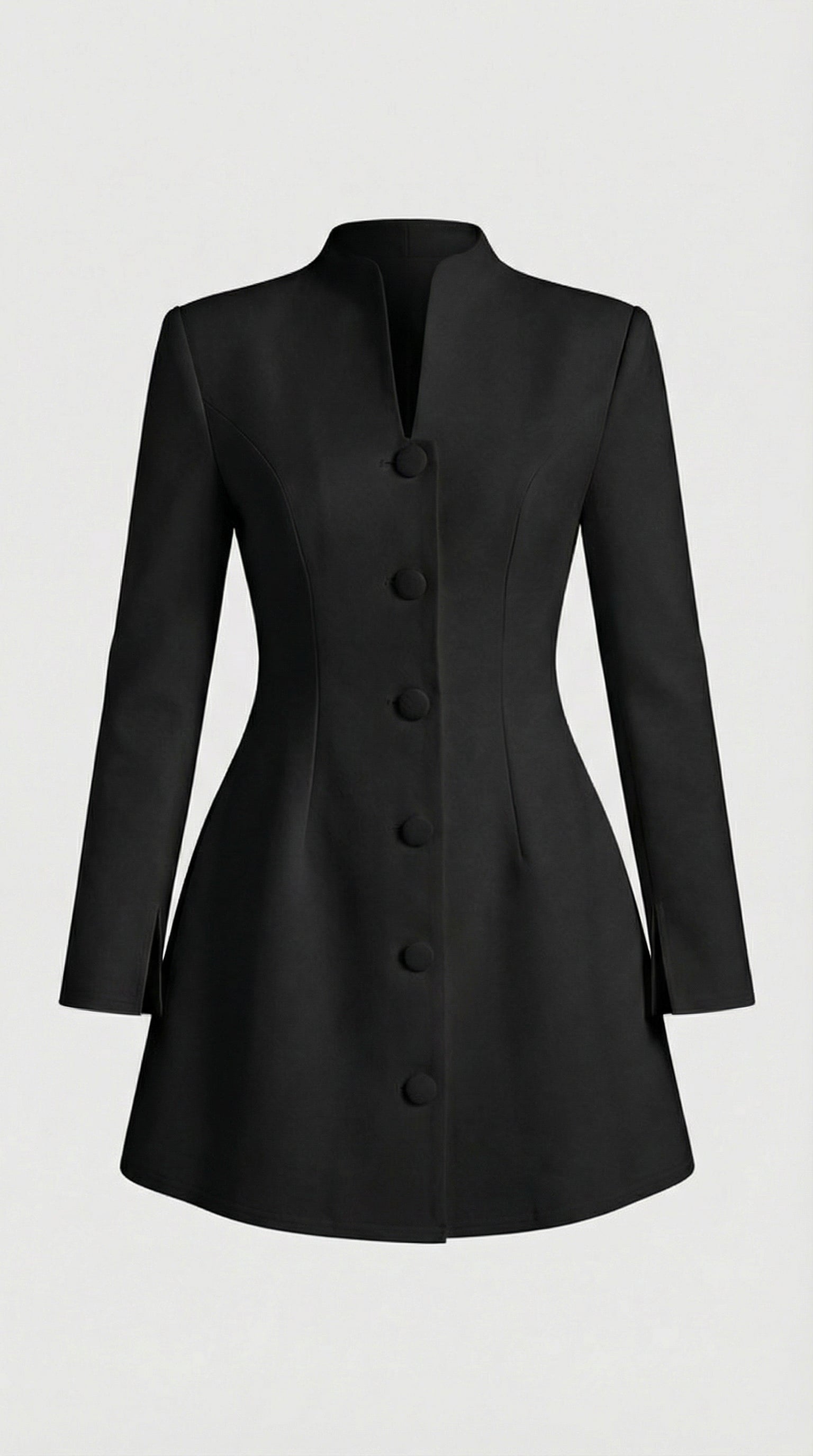 Savi - Vestido blazer de oficina abotonado con cuello alzado - Negro