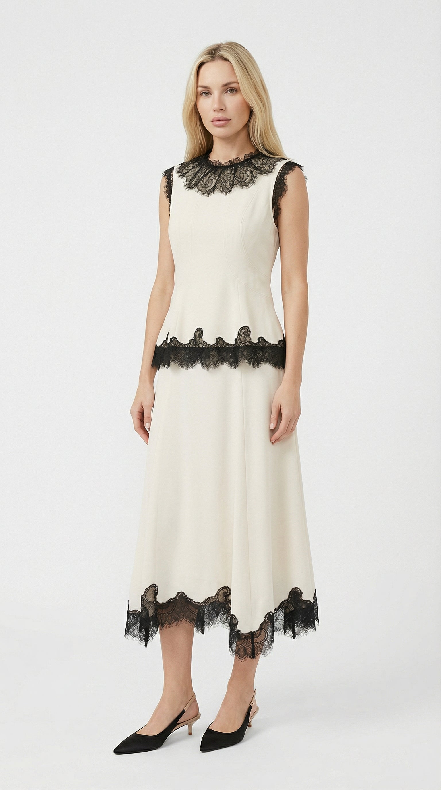 Sani - Top Ricamato in Pizzo 100% Seta