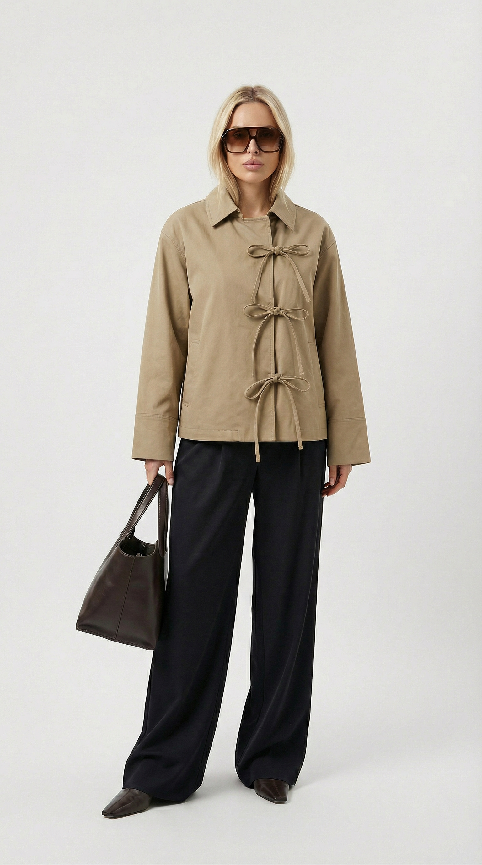 Zena - Giacca Larga con Fiocco Elegante