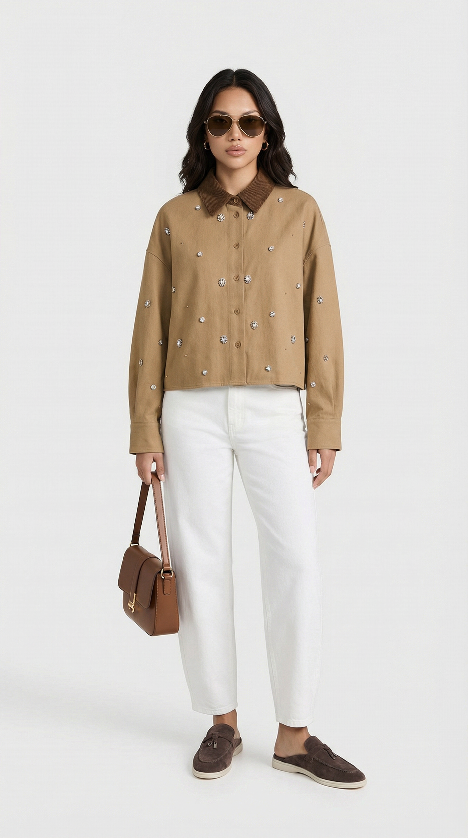 Rila - Giacca in cotone con borchie a diamante