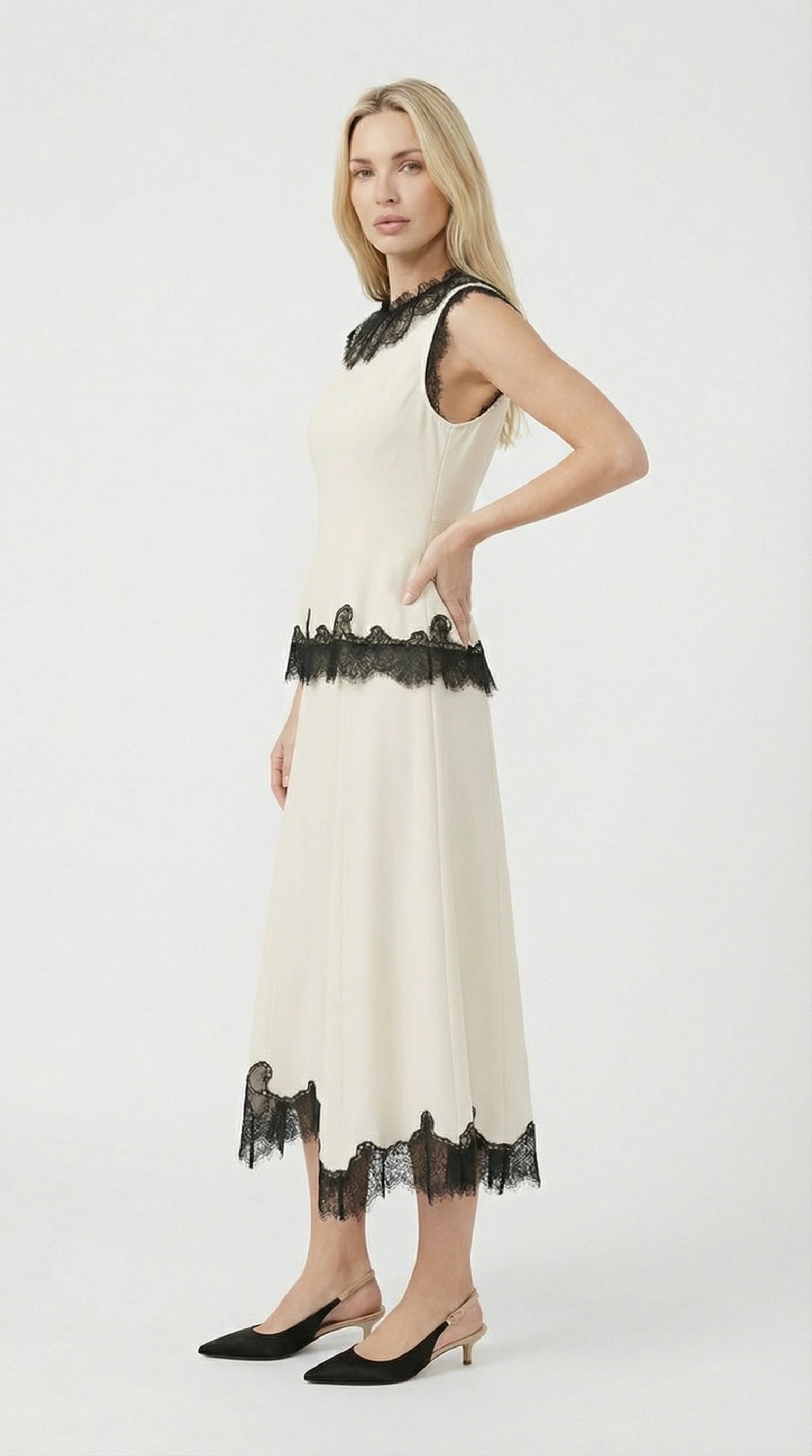 Sani - Gonna Lunga Ricamata in Pizzo 100% Seta