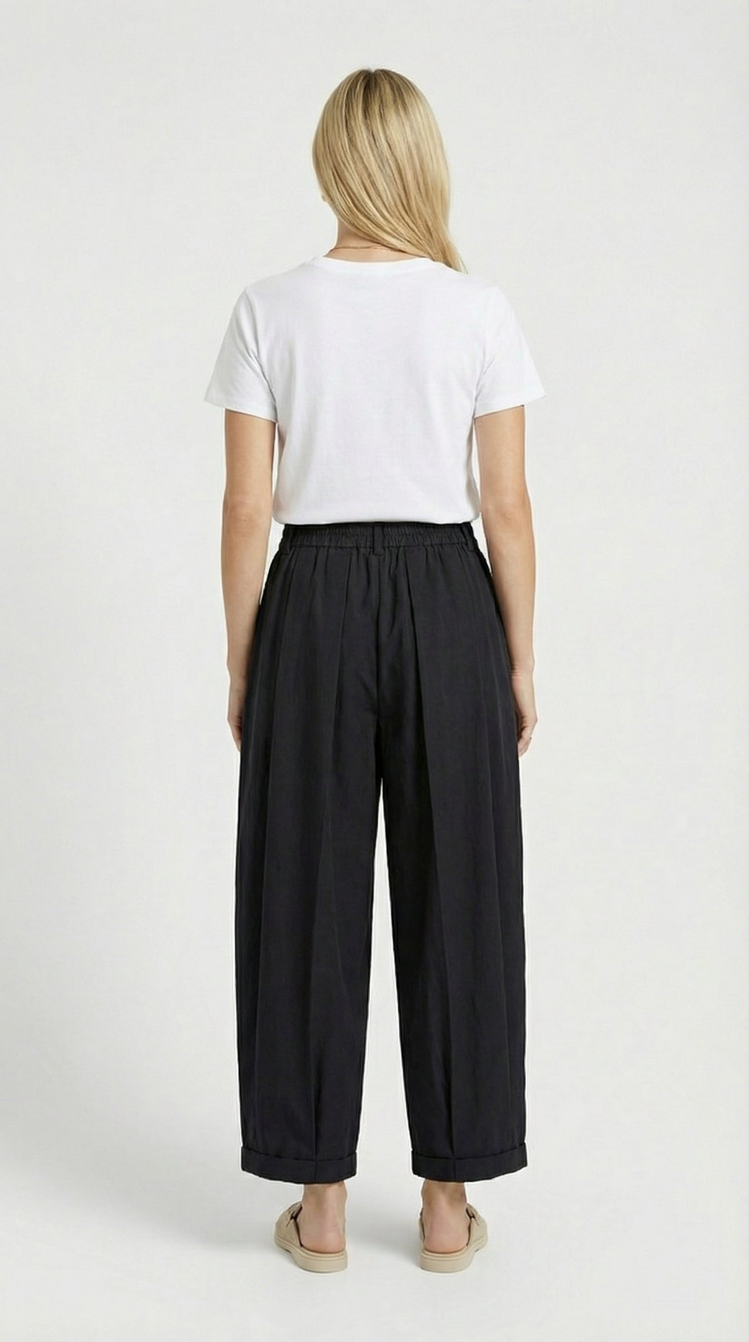 Nemi - Pantaloni a zampa vita alta neri