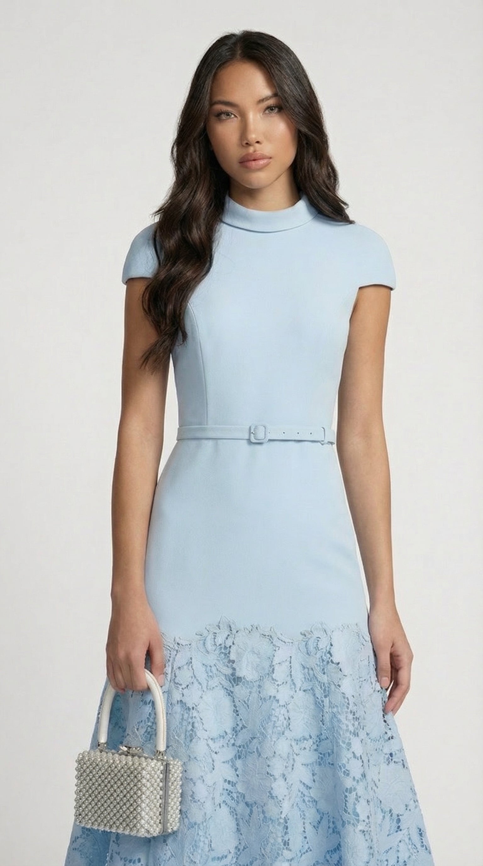 Mirana - Robe midi en dentelle bleu roi