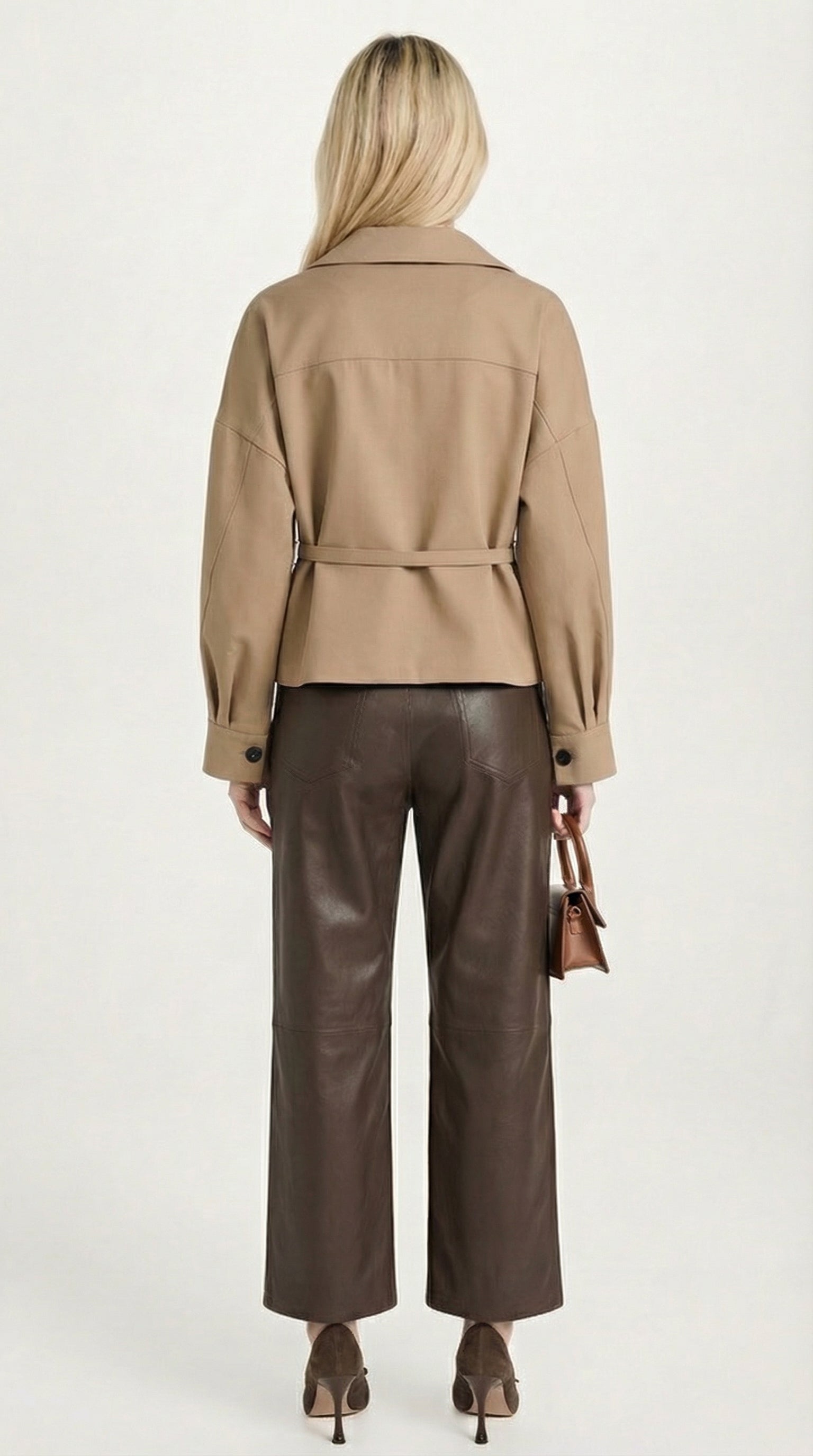 Olea - Veste Courte Moderne Vintage à Col Rabattu et Poches à Lacets