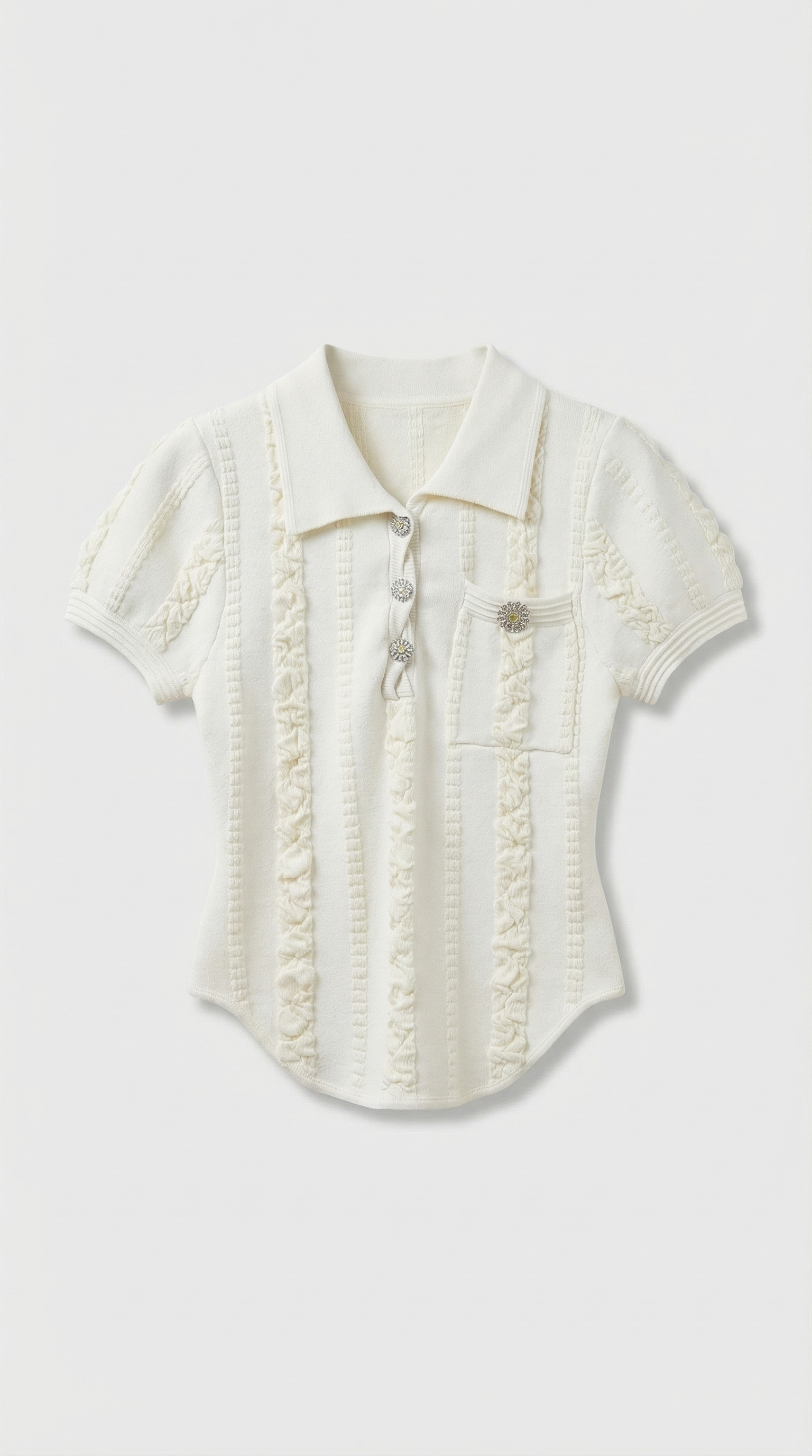 Eta - Rüschenshirt aus Rippenstrick