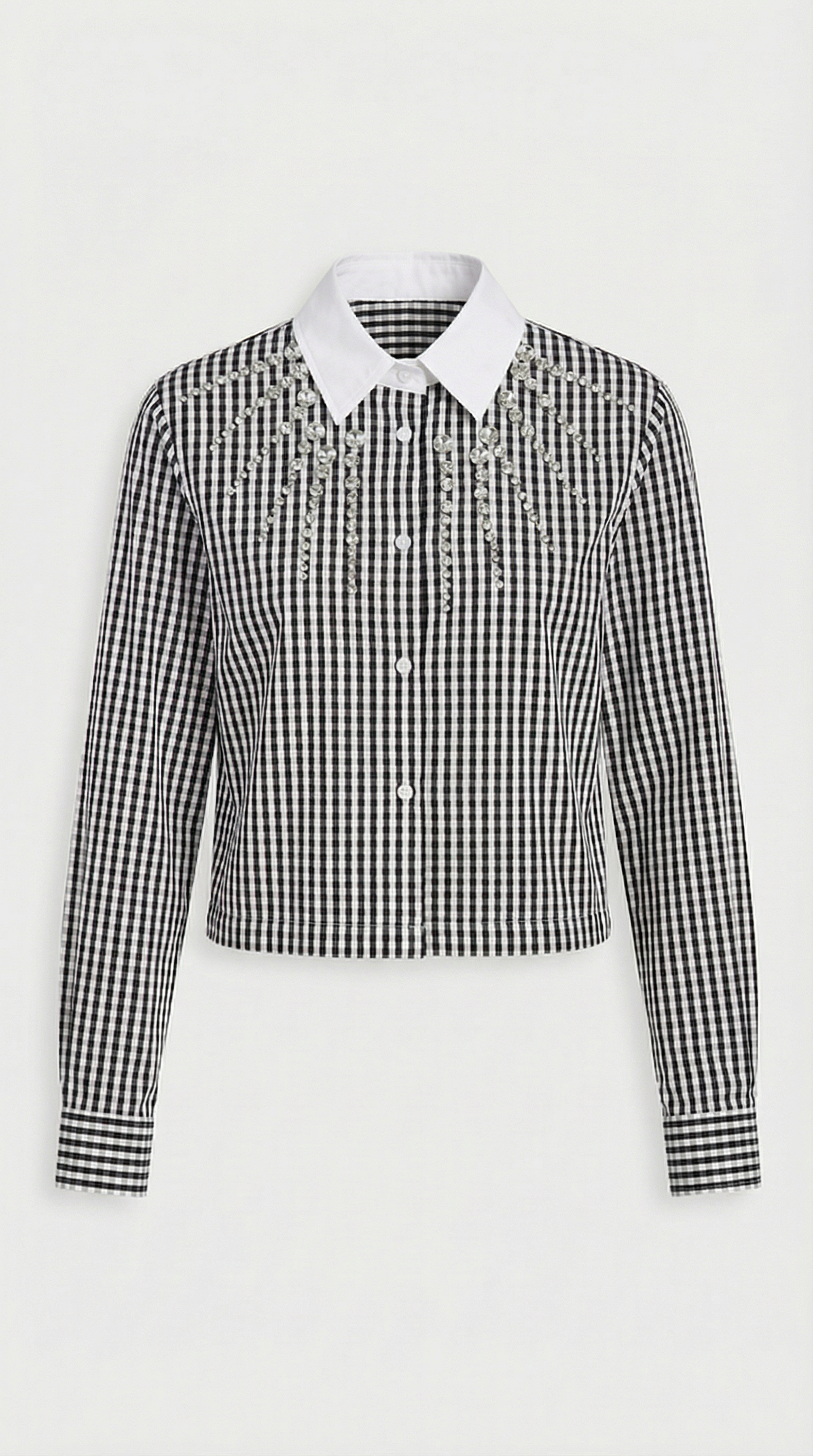 Delo - Léine Cadáis Gingham Maisithe le Criostail