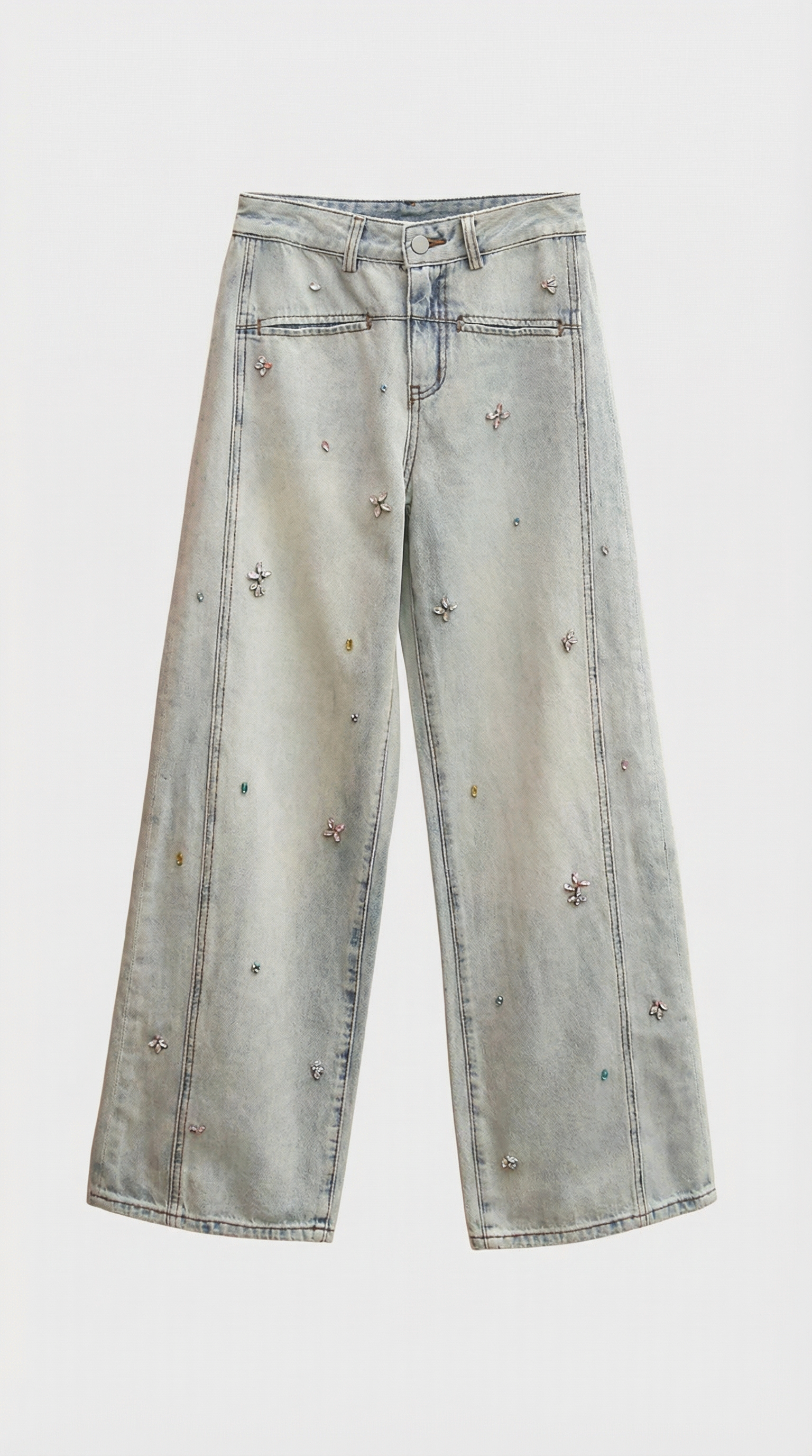 Dana - Kristallverzierte weit geschnittene Jeans