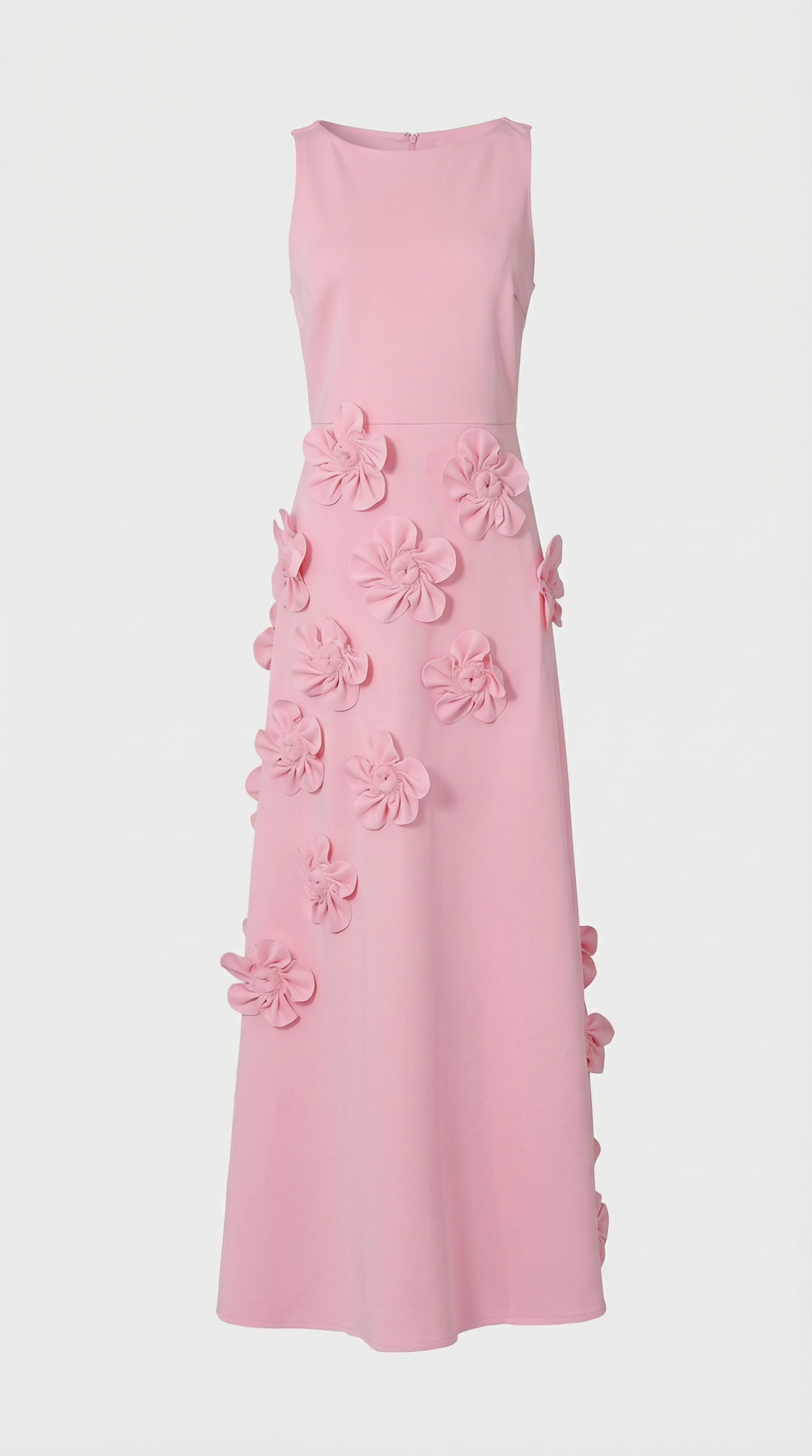 Dotta - 3D Floral Appliqué Sleeveless Maxi Dress Pink