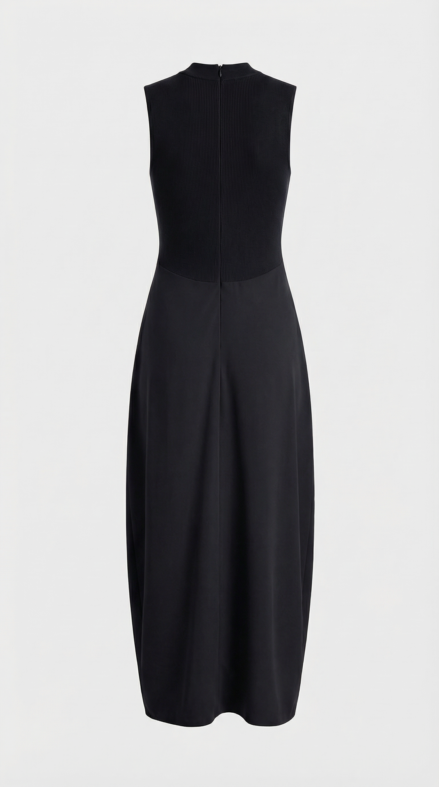Alara - Robe longue noire en tissus mélangés avec détail découpe