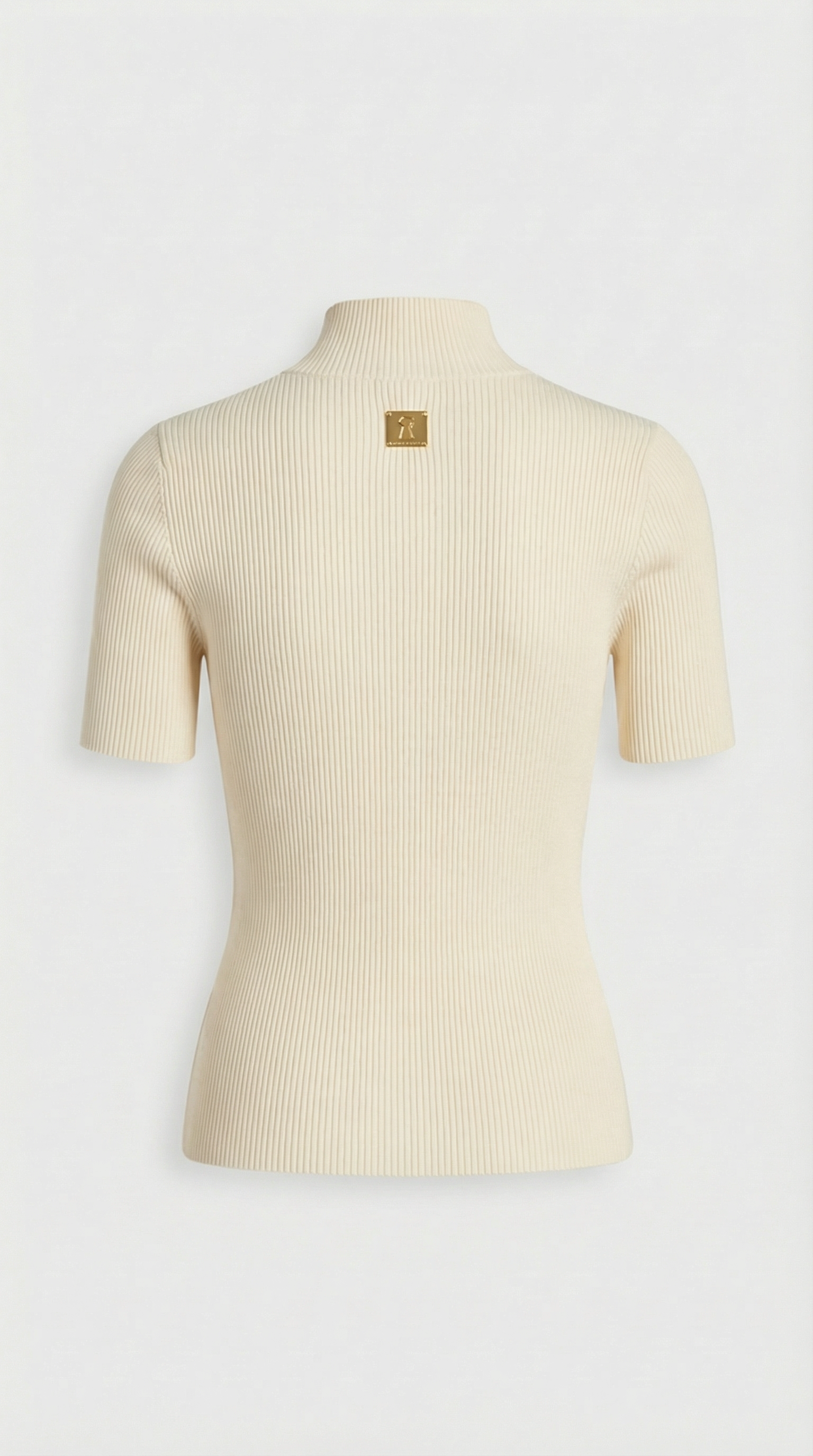 Solo - Schlüssel-Ausschnitt Geripptes Strick Top Beige