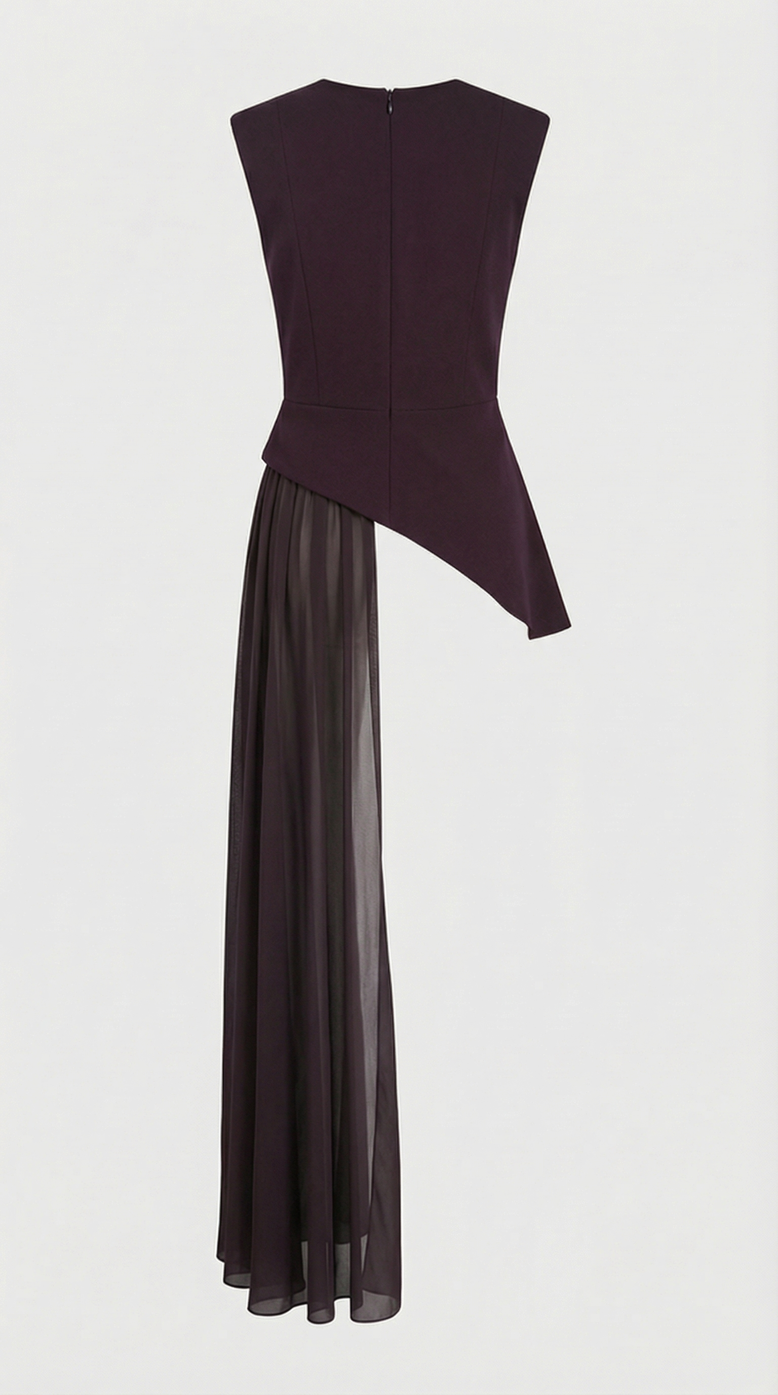 Mara - Asymmetrisches Chiffon Drapiertes Peplum Top Burgunder