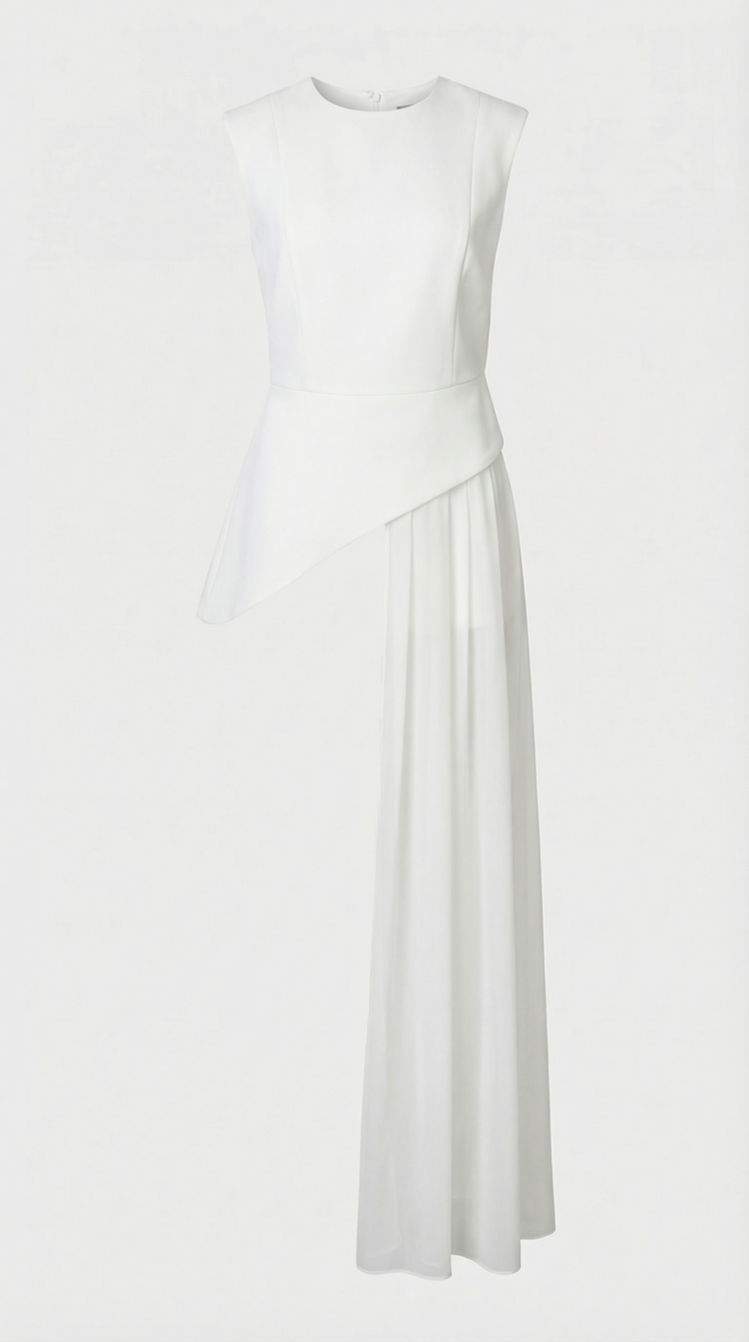 Mara - Barr Peplum Drapáilte Chiffon Asiméadrach Bán