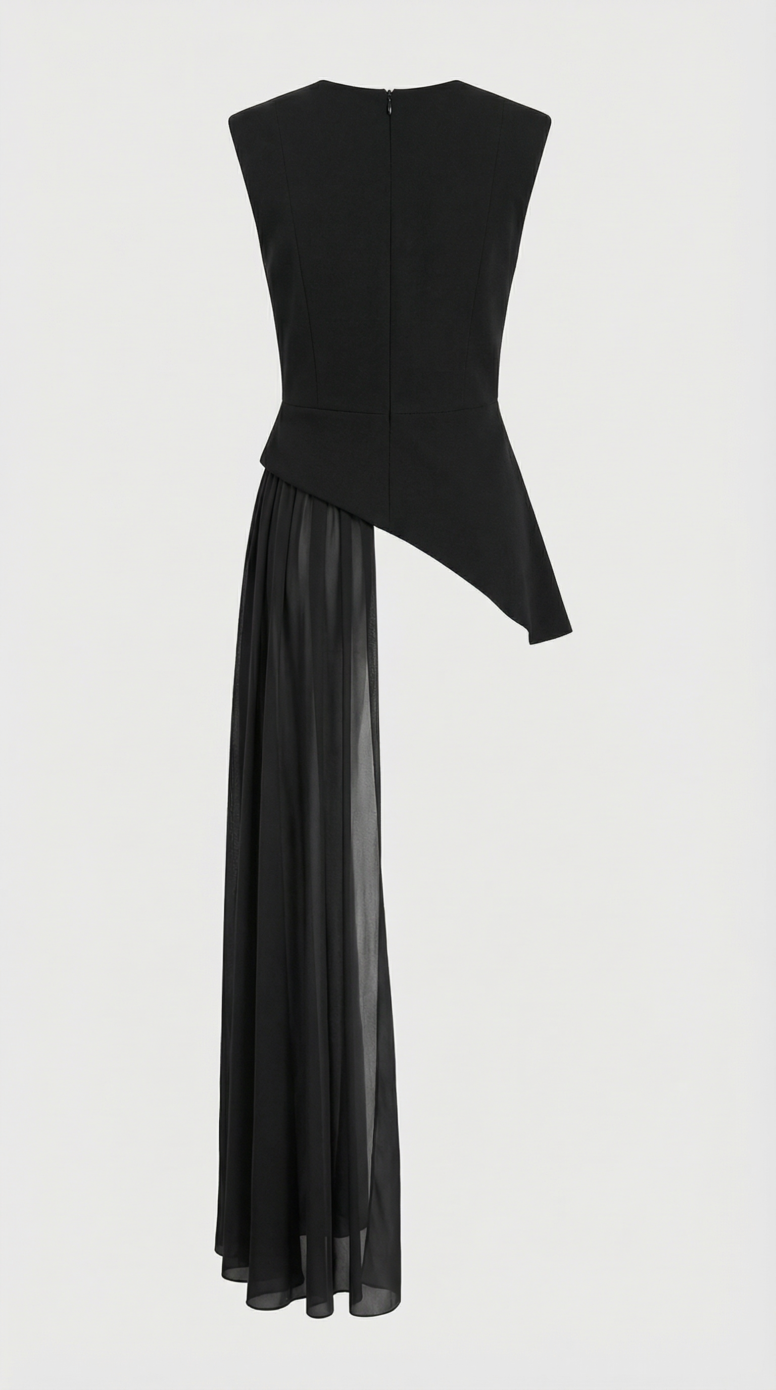 Mara - Top asymétrique en mousseline drapée à basque Noir