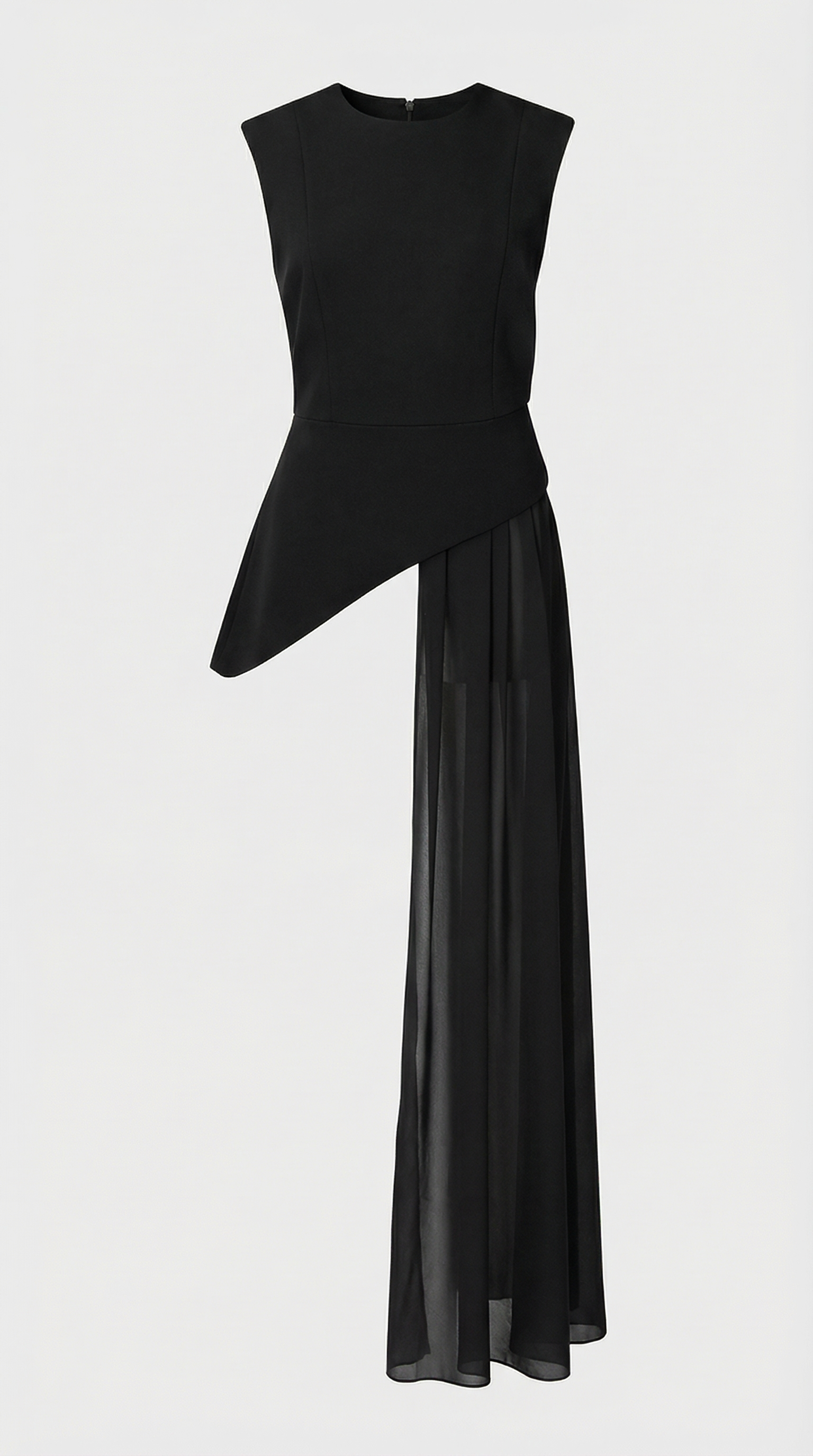 Mara - Top asymétrique en mousseline drapée à basque Noir
