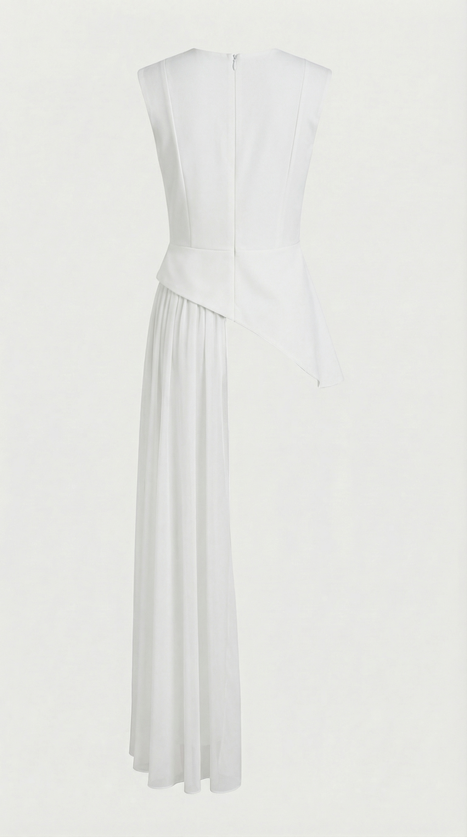 Mara - Barr Peplum Drapáilte Chiffon Asiméadrach Bán