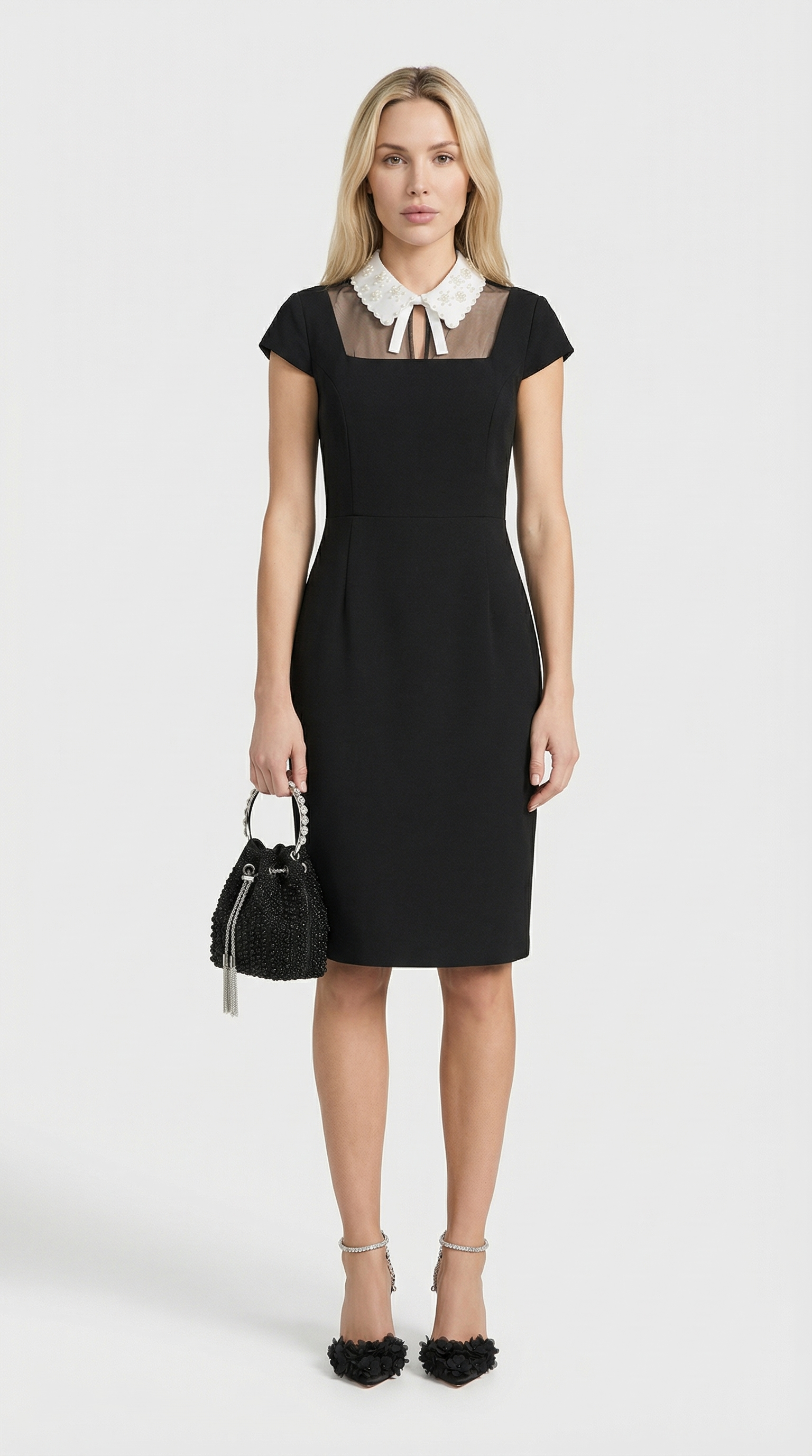 Kano - Pearl-Embellished Collar Dress