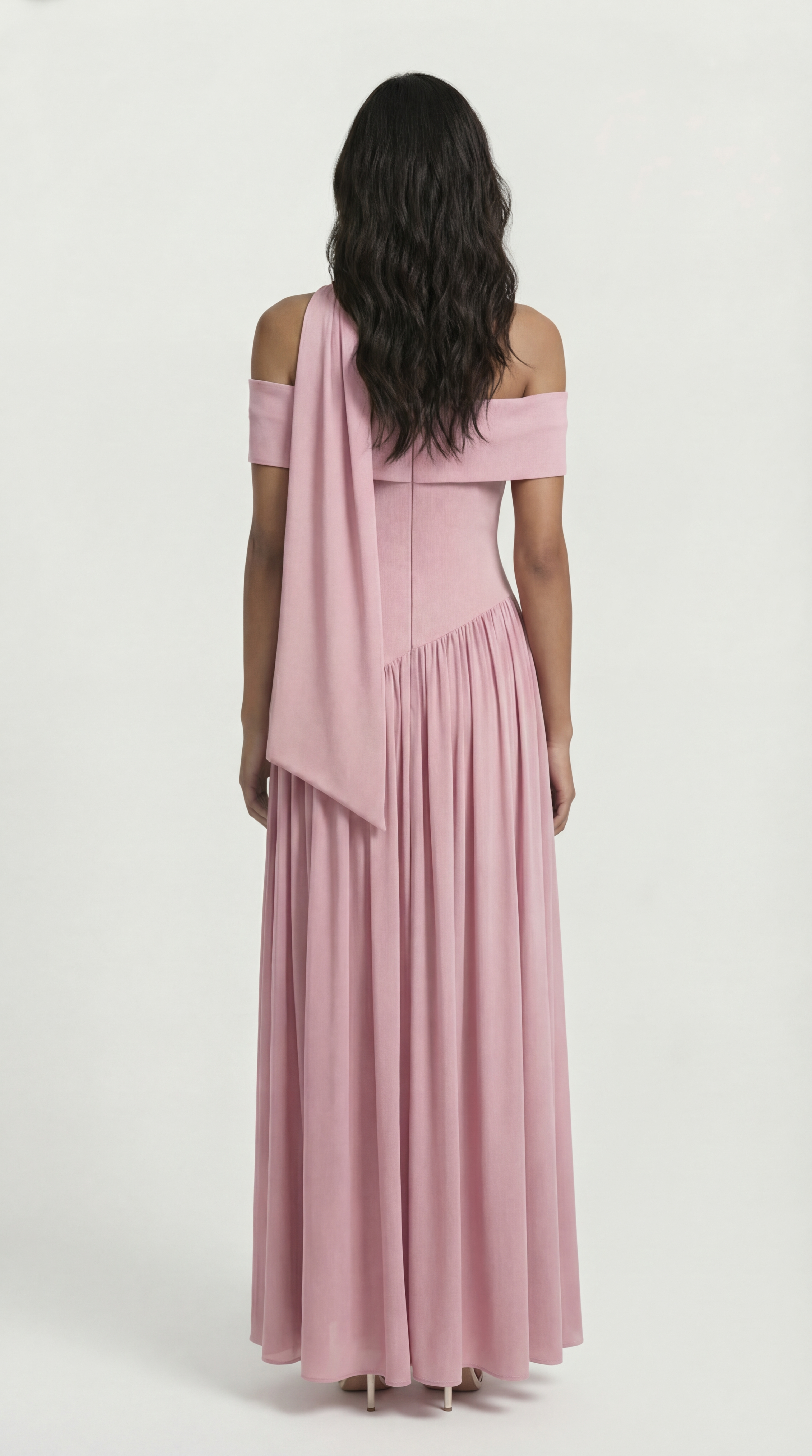 Fleur - Strapless Dress with Extravagant High Slit Pink